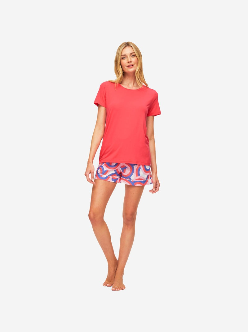 Derek Rose Women's T-Shirt Lara Micro Modal Stretch Watermelon Pink outlook