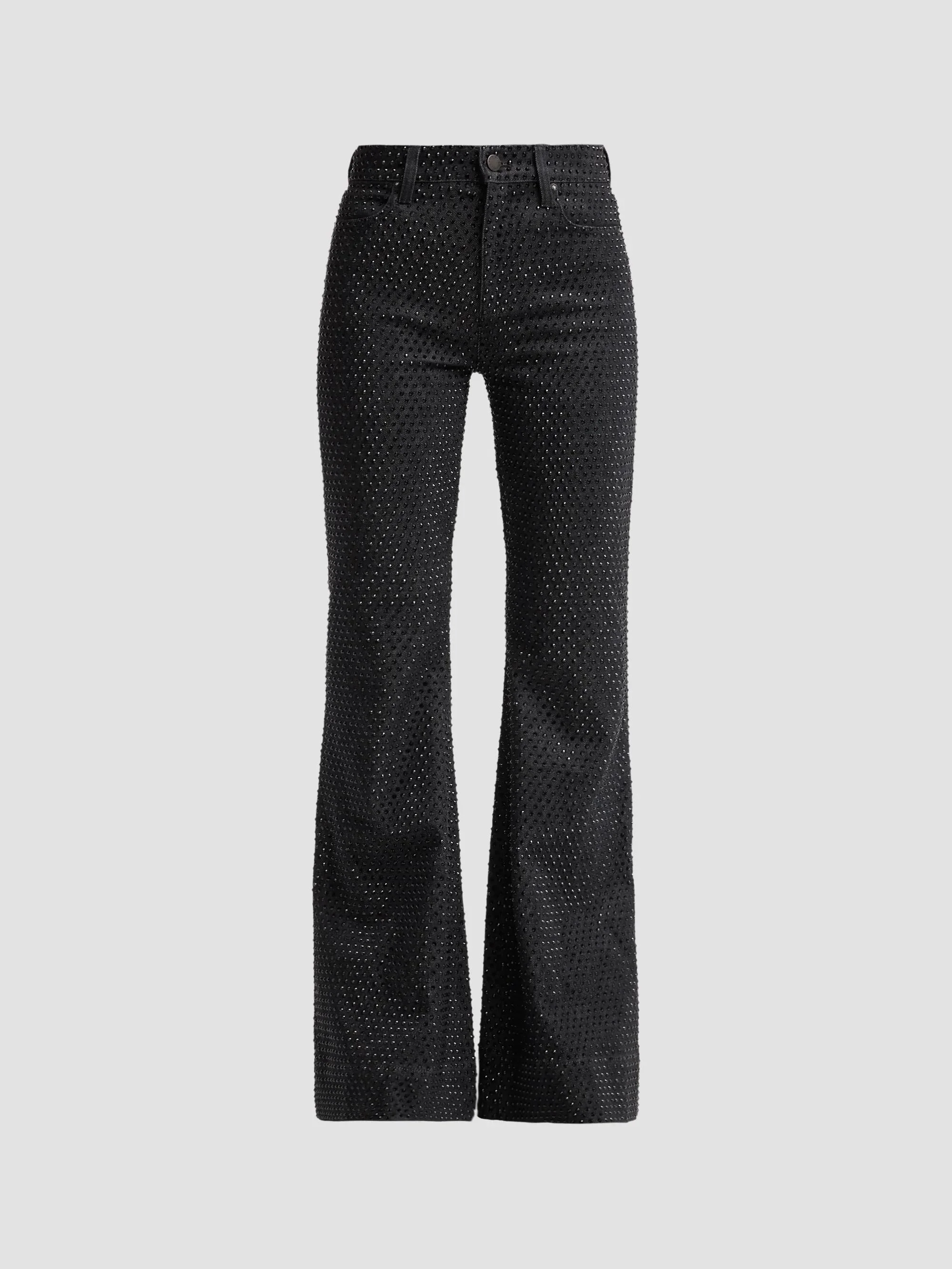 Women's Beautiful Embellished High-Rise Bell-Bottom Jeans - Clarissa Black - 1