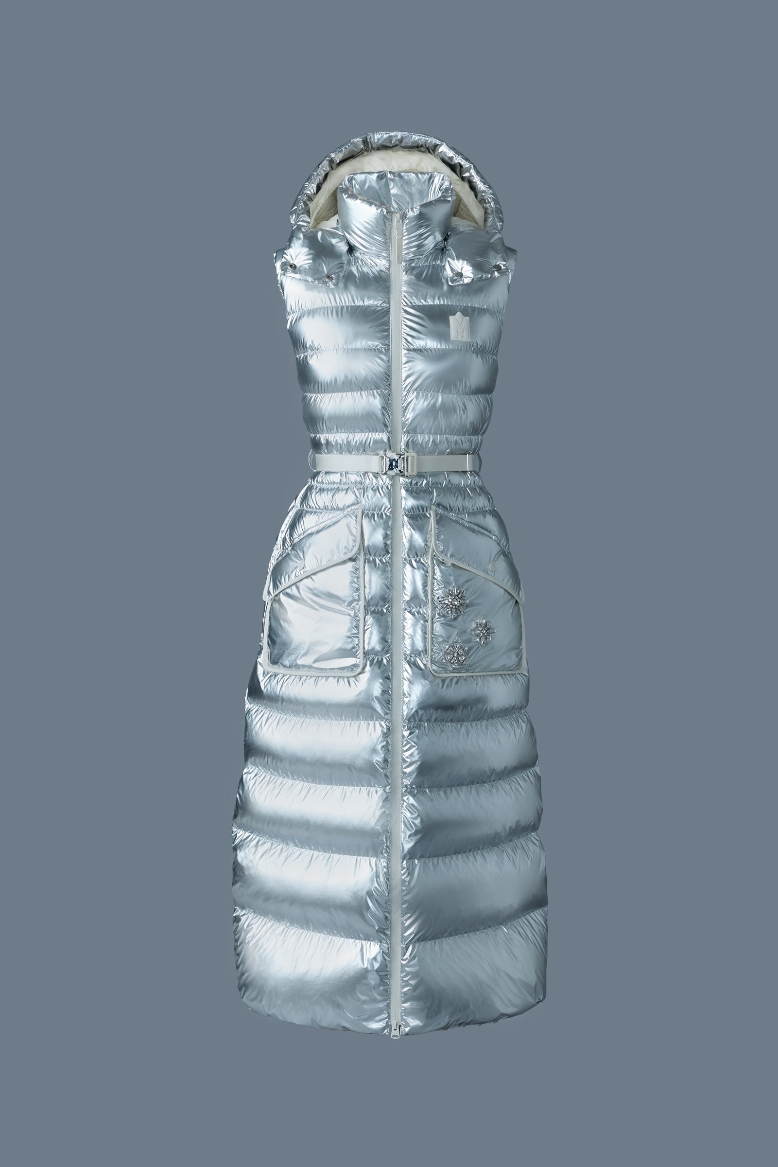 IVANKA-MSF Sleeveless metallic laminate snowflake coat - 1