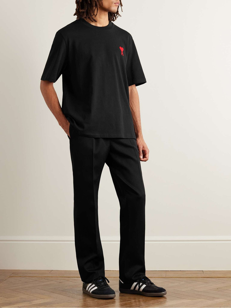 AMI Paris Logo-Embroidered Cotton-Jersey T-Shirt outlook