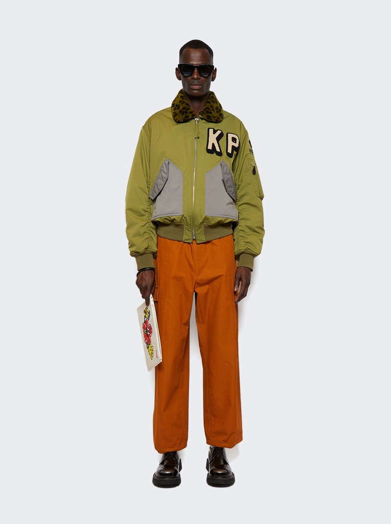 KENZO Flight Fur Bomber Jacket Khaki outlook