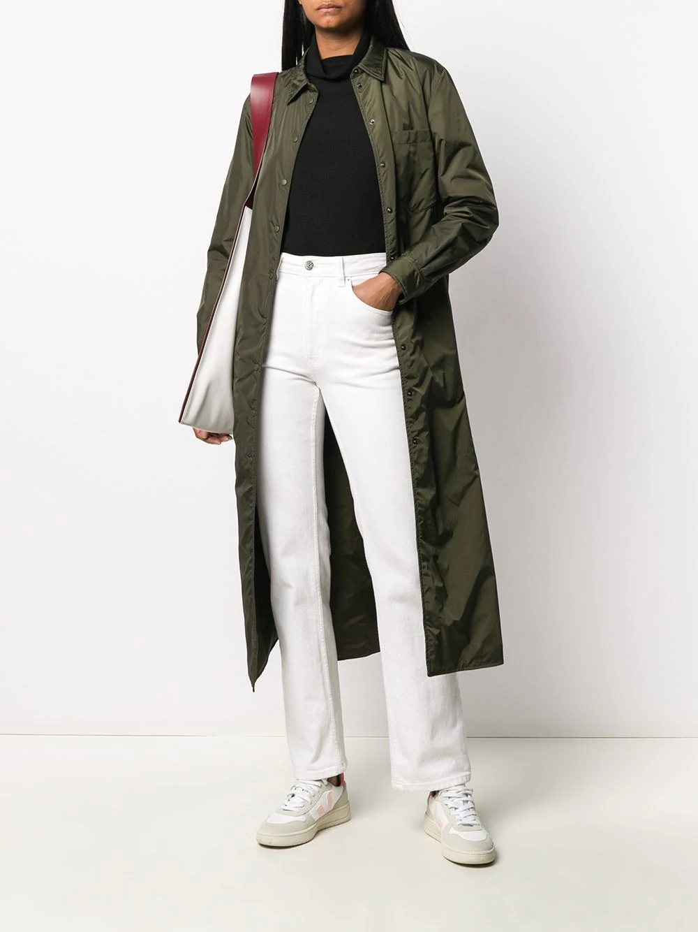 long snap-fastening raincoat - 2