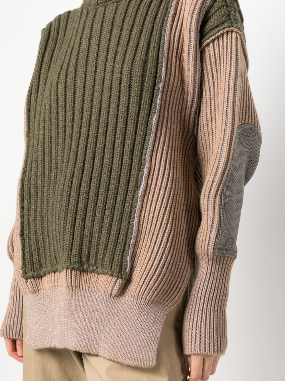 contrasting panel-detail chunky-knit jumper - 5