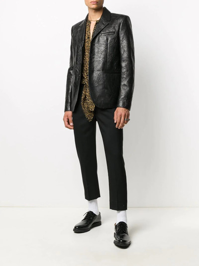 SAINT LAURENT single-breasted leather blazer outlook