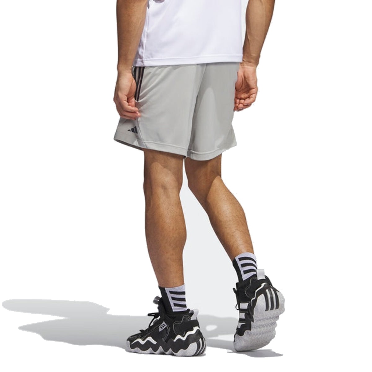 adidas Legends 3 Stripe Basketball Shorts 'Grey Black' IL2304 - 3