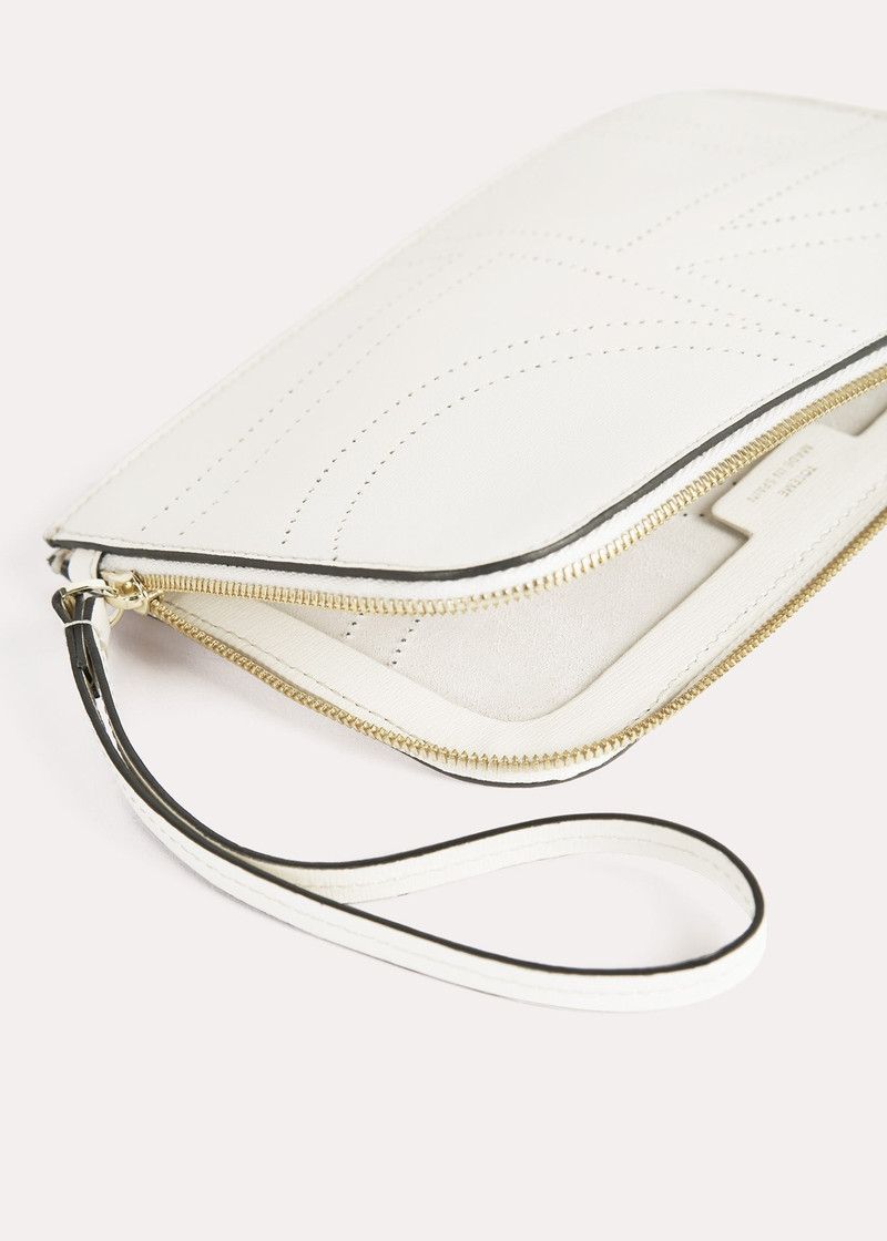 Monogram leather wristlet pouch milk 6