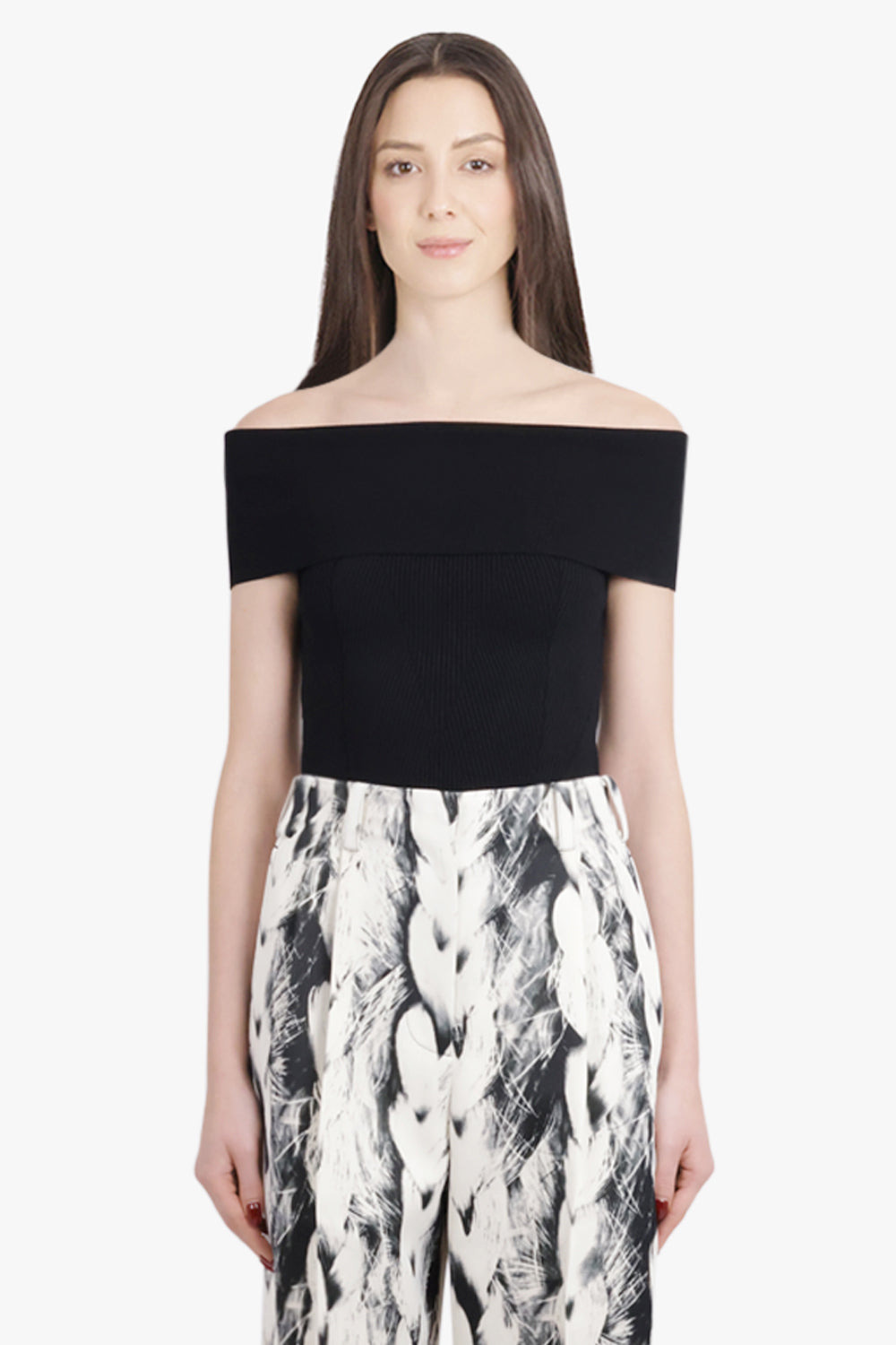 OFF SHOULDER PANEL DETAIL TOP | BLACK - 3