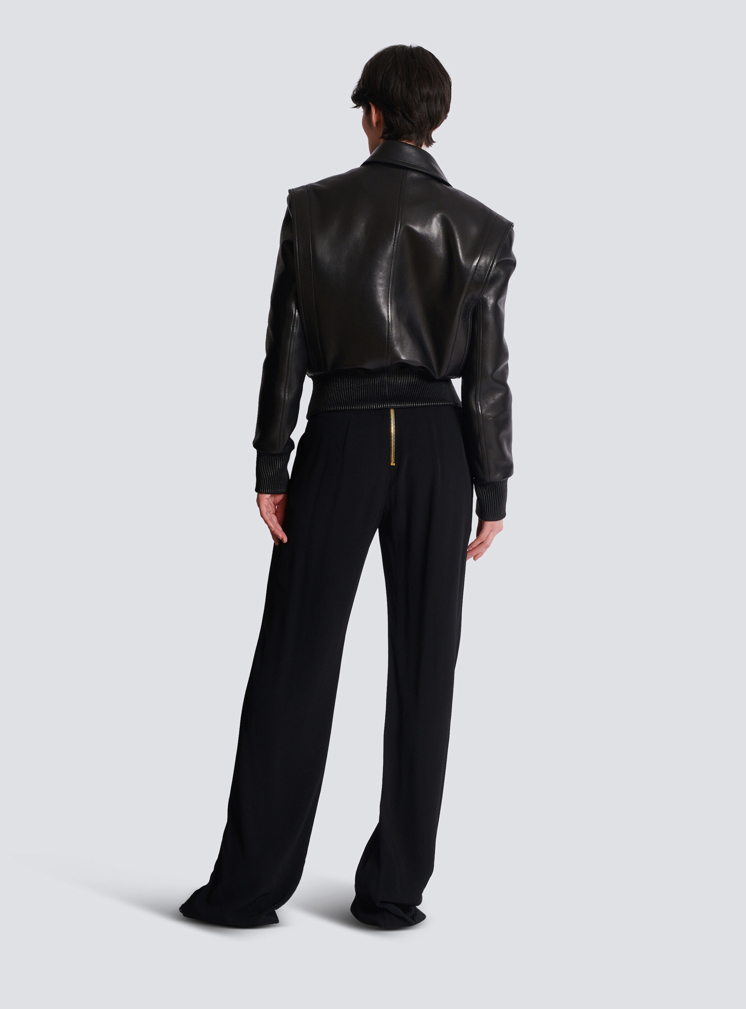 Lambskin leather aviator jacket with stand-up collar - 4