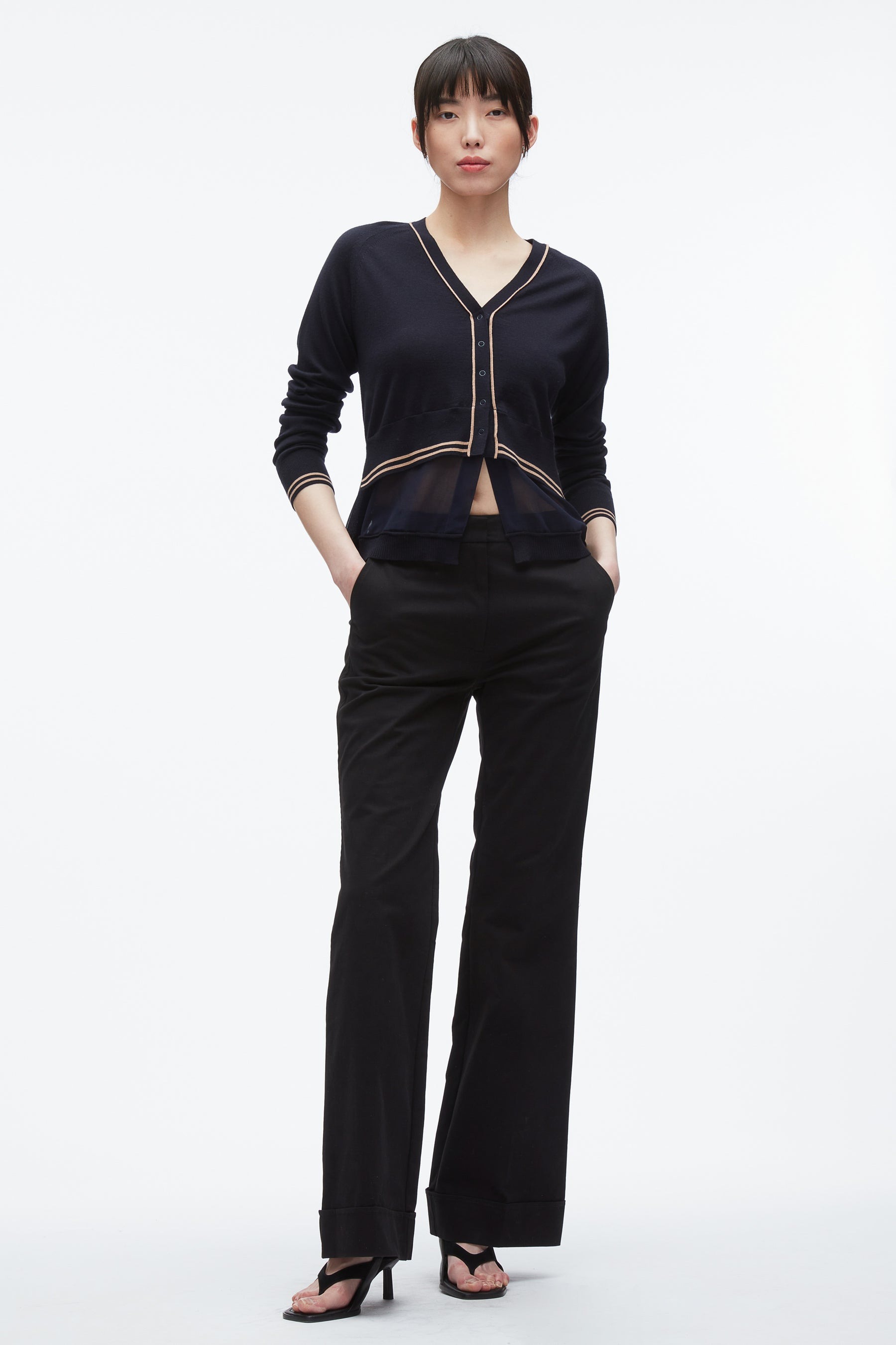 Chiffon Hem Boxy Cardigan - 1