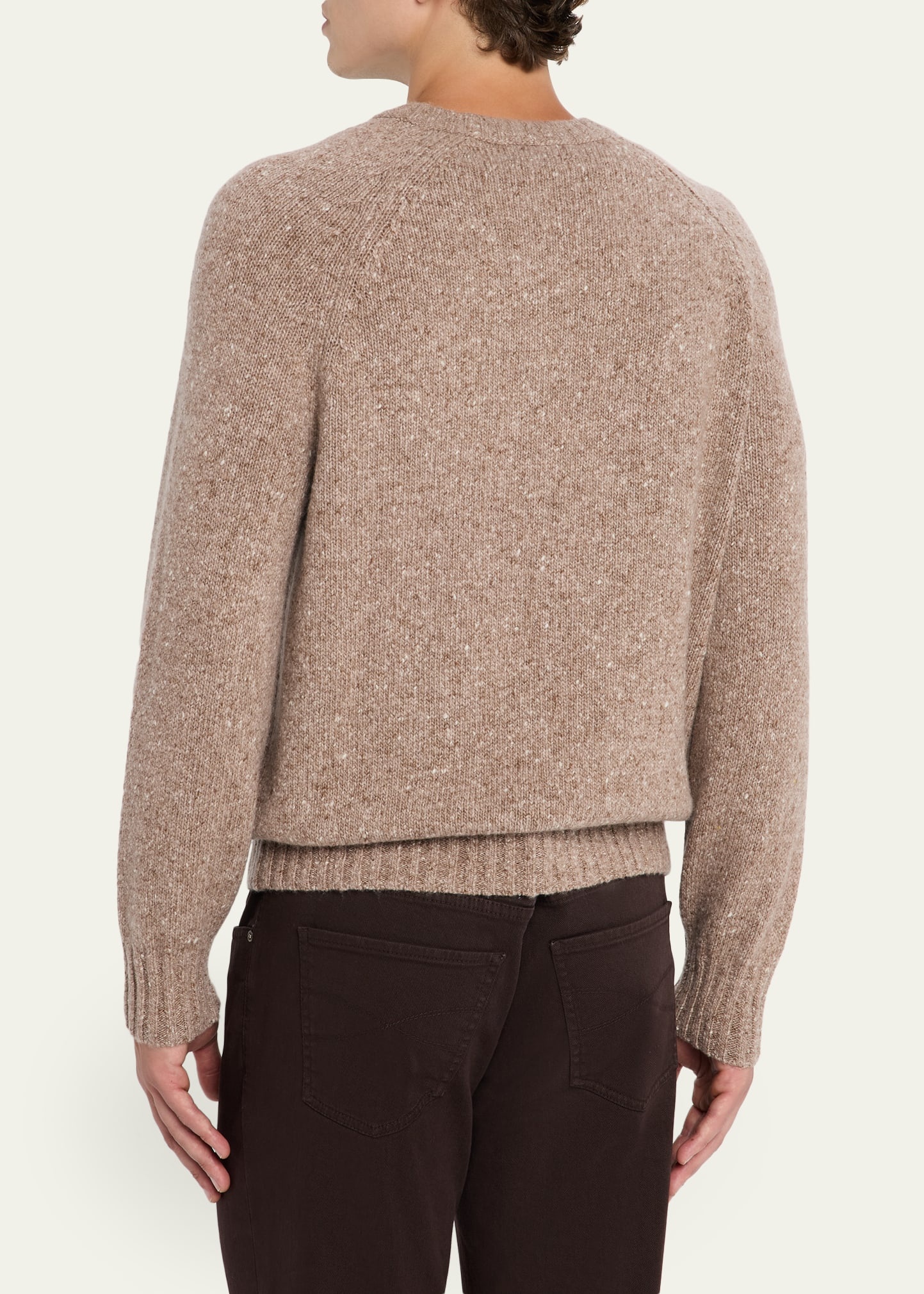 Men's Cashmere Donegal Crewneck Sweater - 3