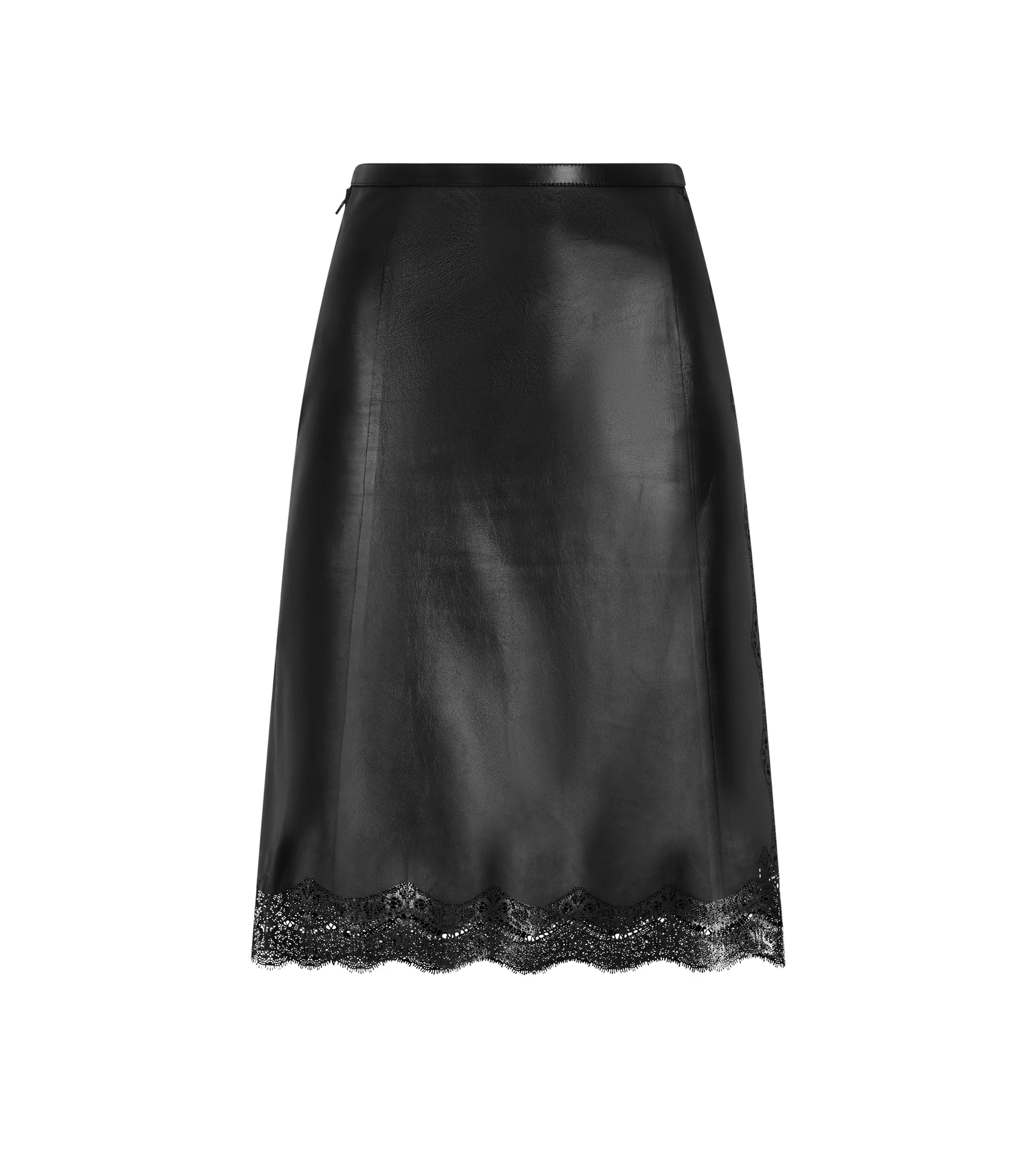 SMOOTH AND LACEWORK LEATHER LINGERIE SKIRT - 1