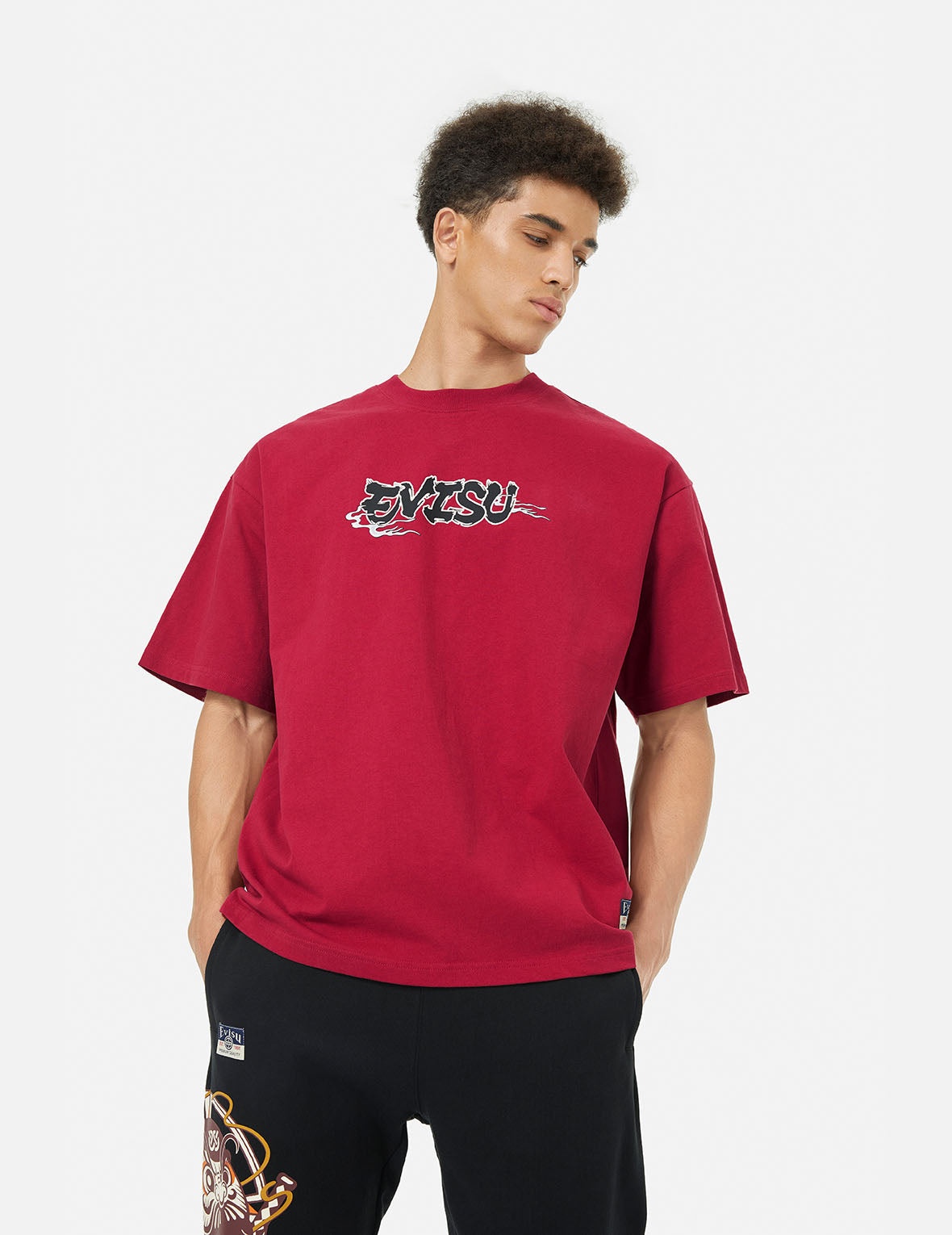Logo and Ninja Daruma Daicock Print Loose Fit T-shirt - 5
