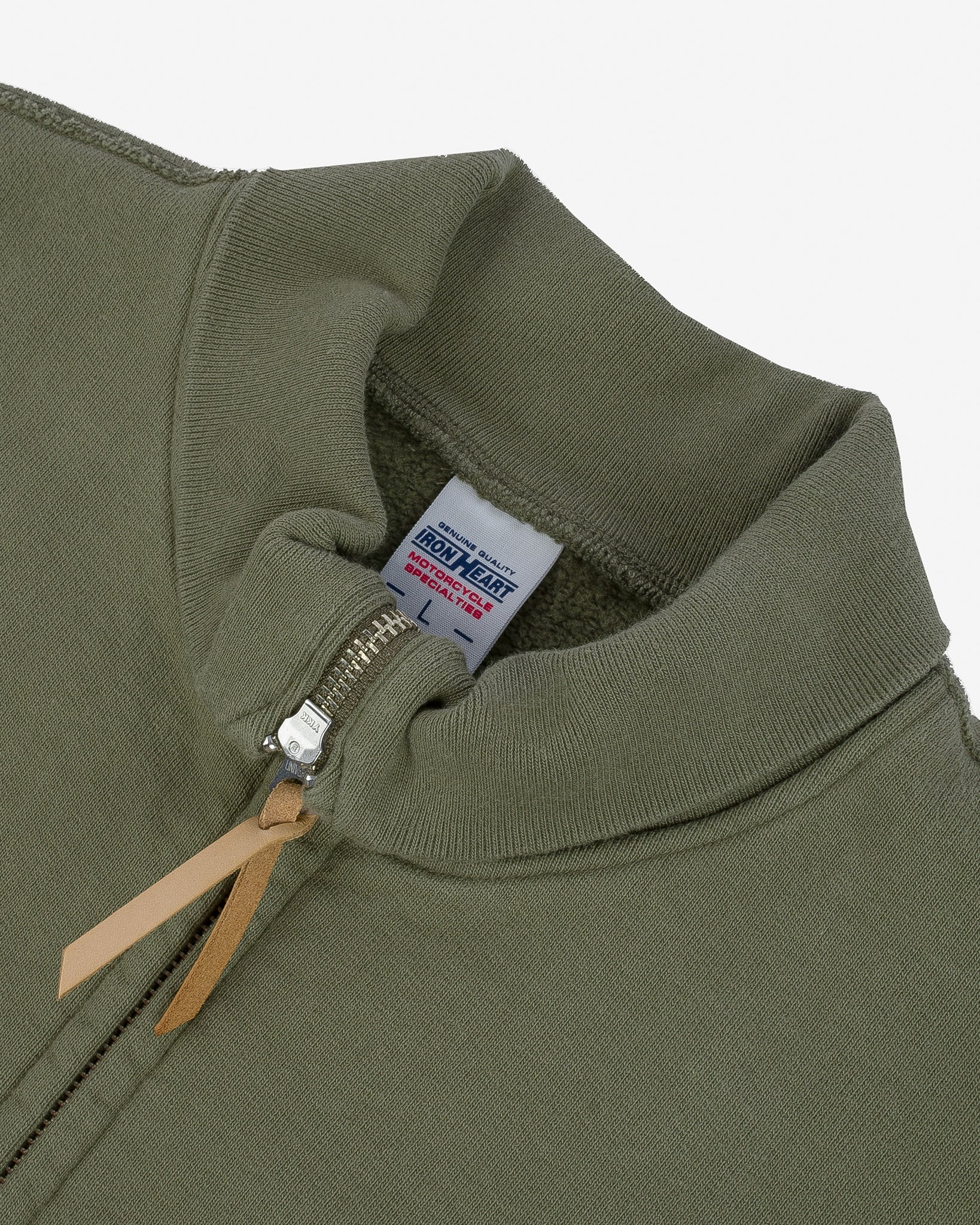 IHSW-11-OLV 14oz Ultra Heavyweight Loopwheel Cotton Zip Up Sweater - Olive Green - 6