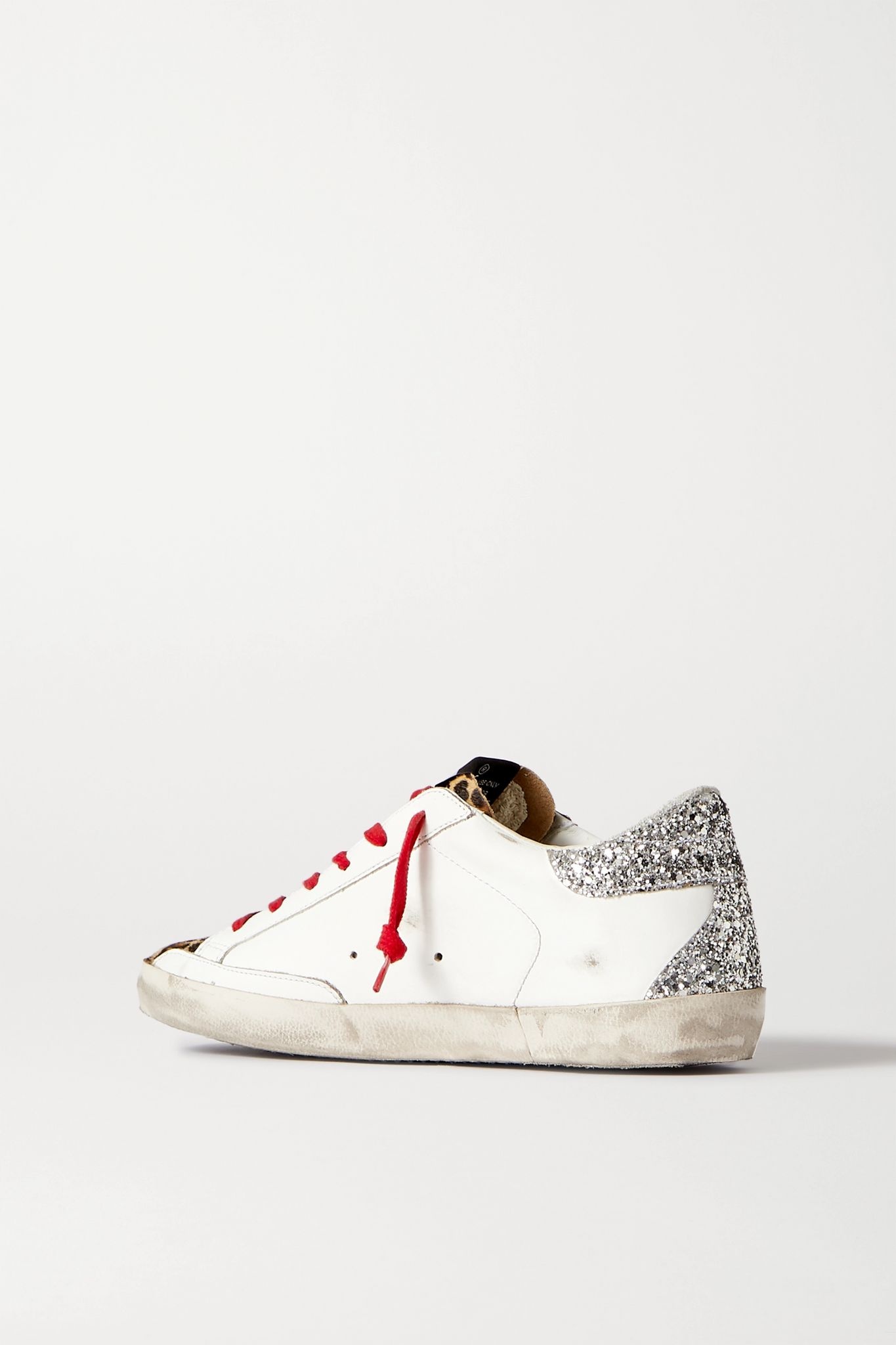 Superstar distressed leopard-print calf hair, leather and suede sneakers - 3