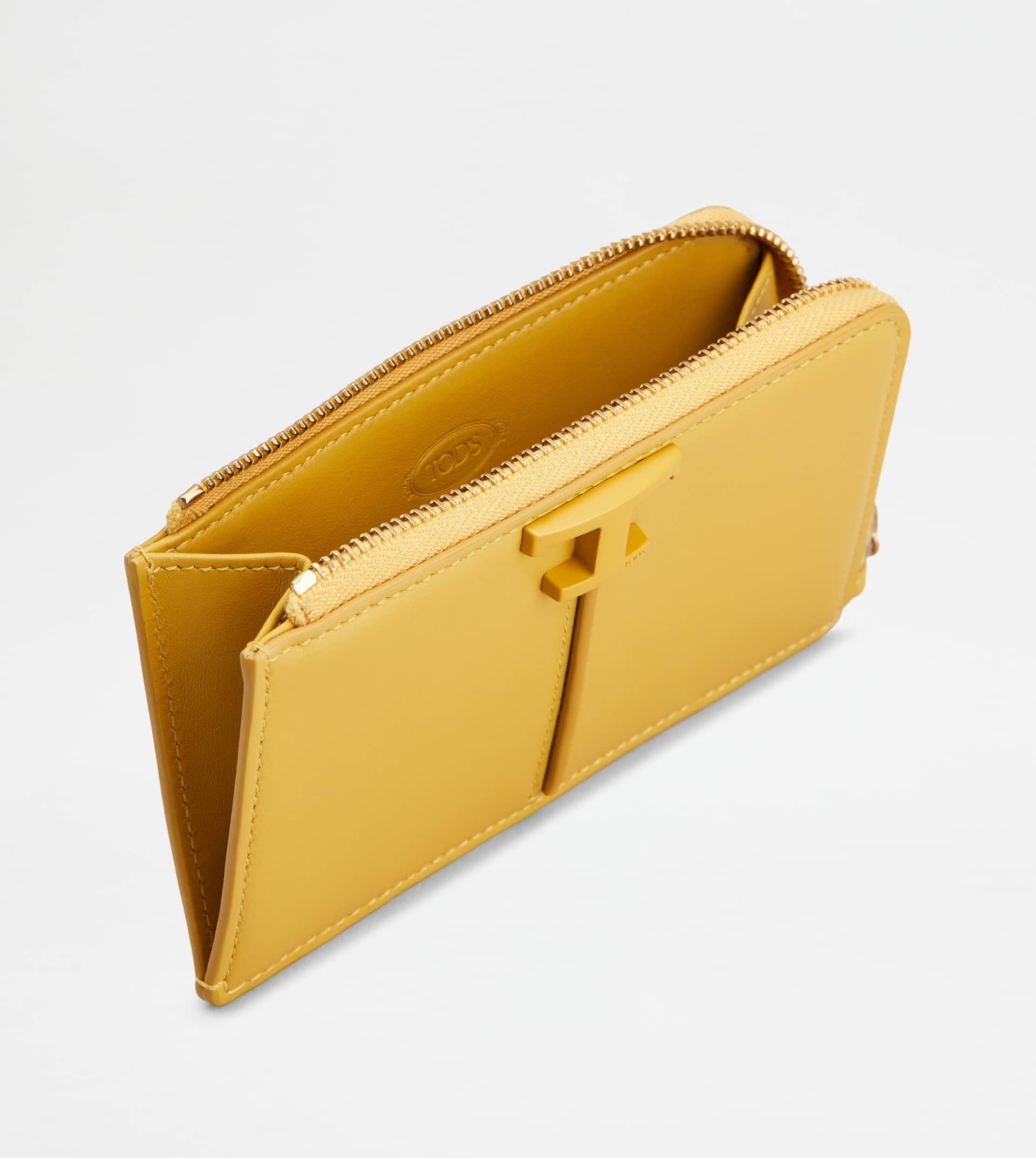 T TIMELESS KEY POUCH IN LEATHER - YELLOW - 2