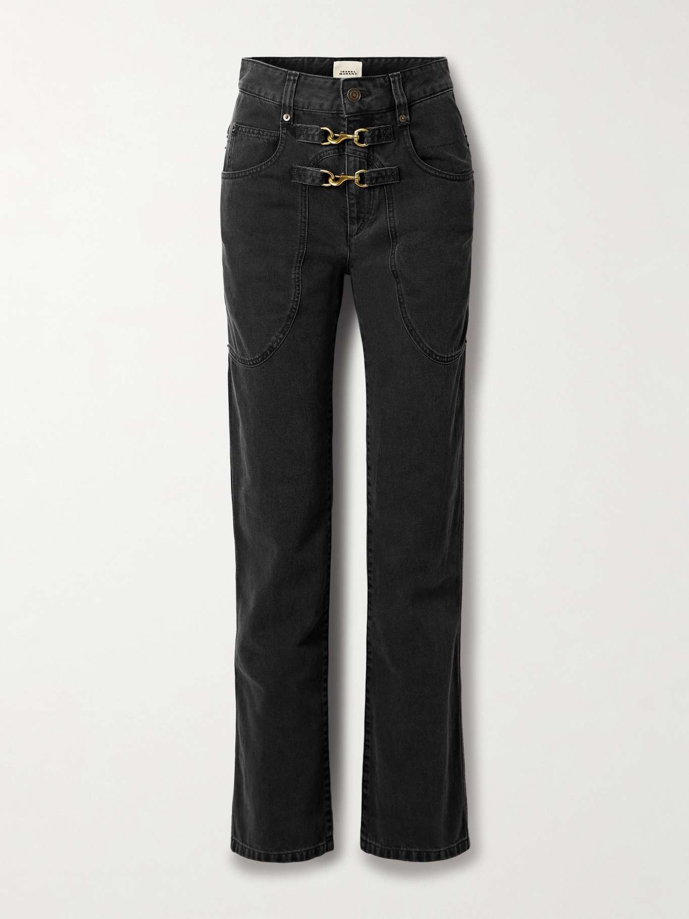 Brinley embellished high-rise straight-leg jeans - 1