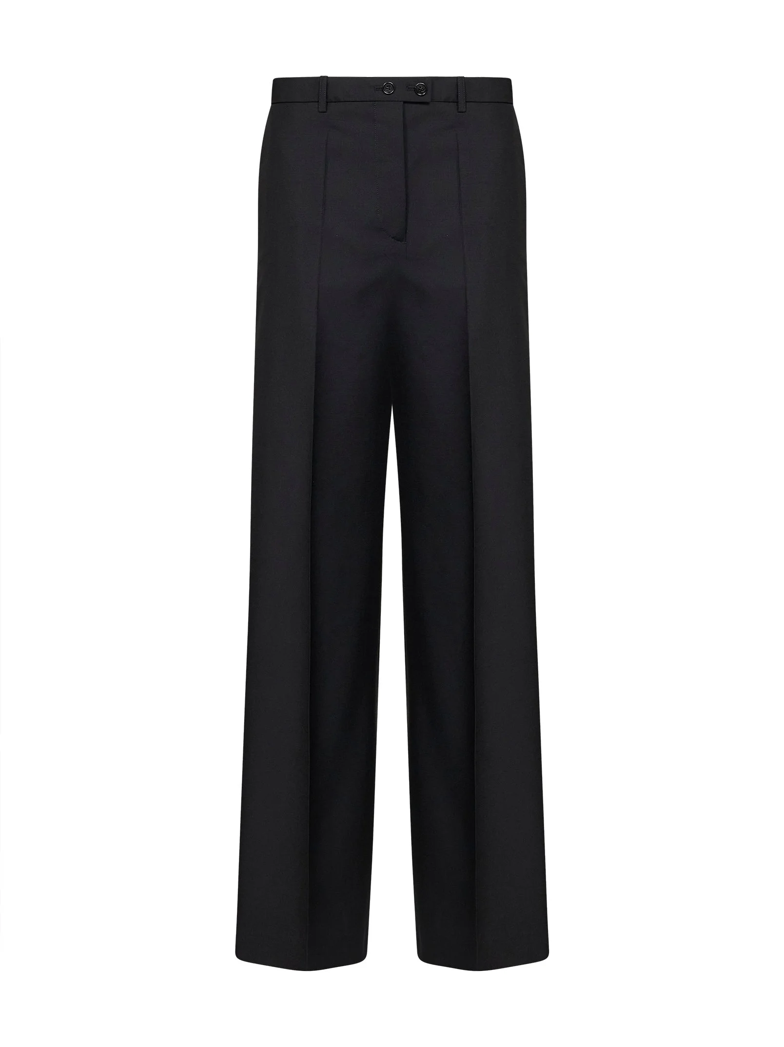 Black wool-mohair canvas wide-leg trousers - 1