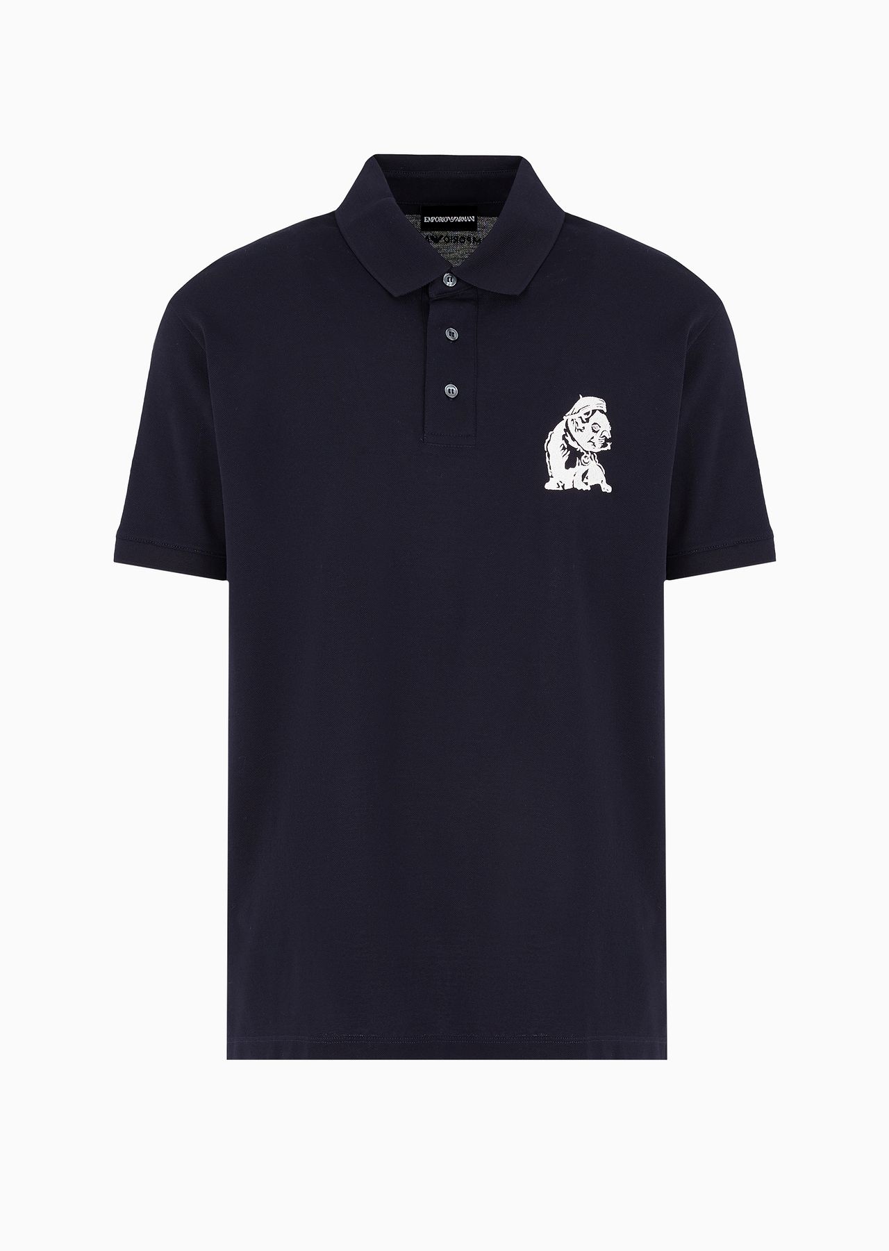 Mercerised piqué polo shirt with French bulldog embroidery - 1