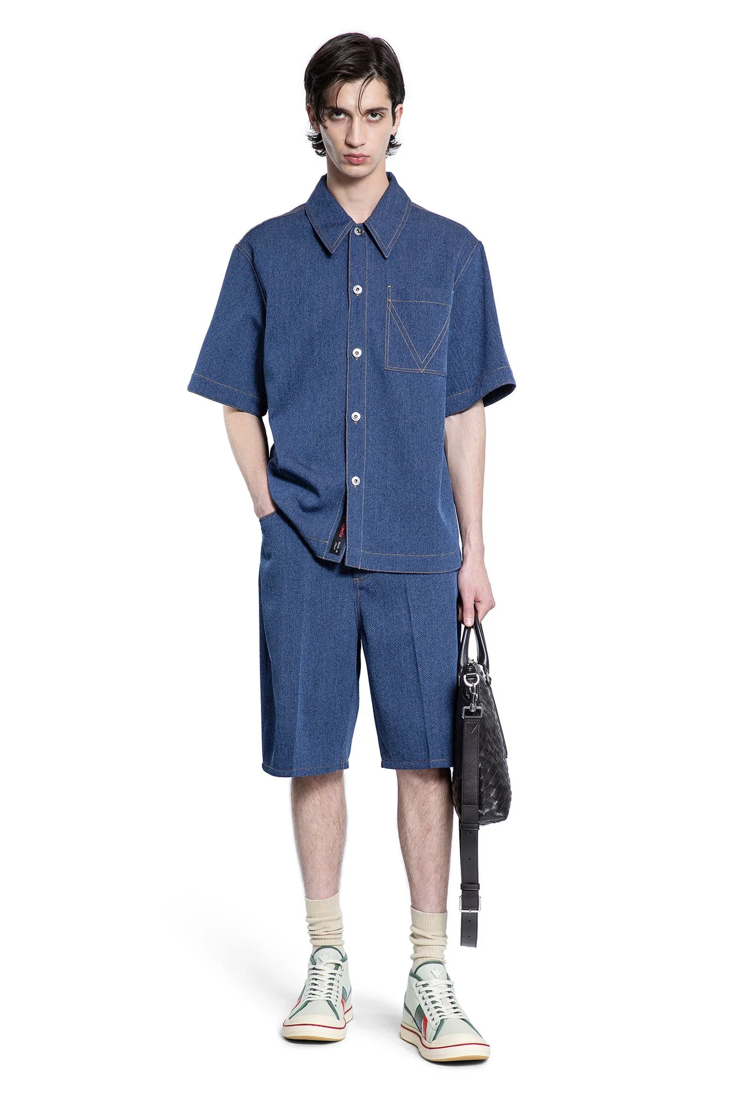 Melange-Wool-Cotton-Drill-Shorts - 4