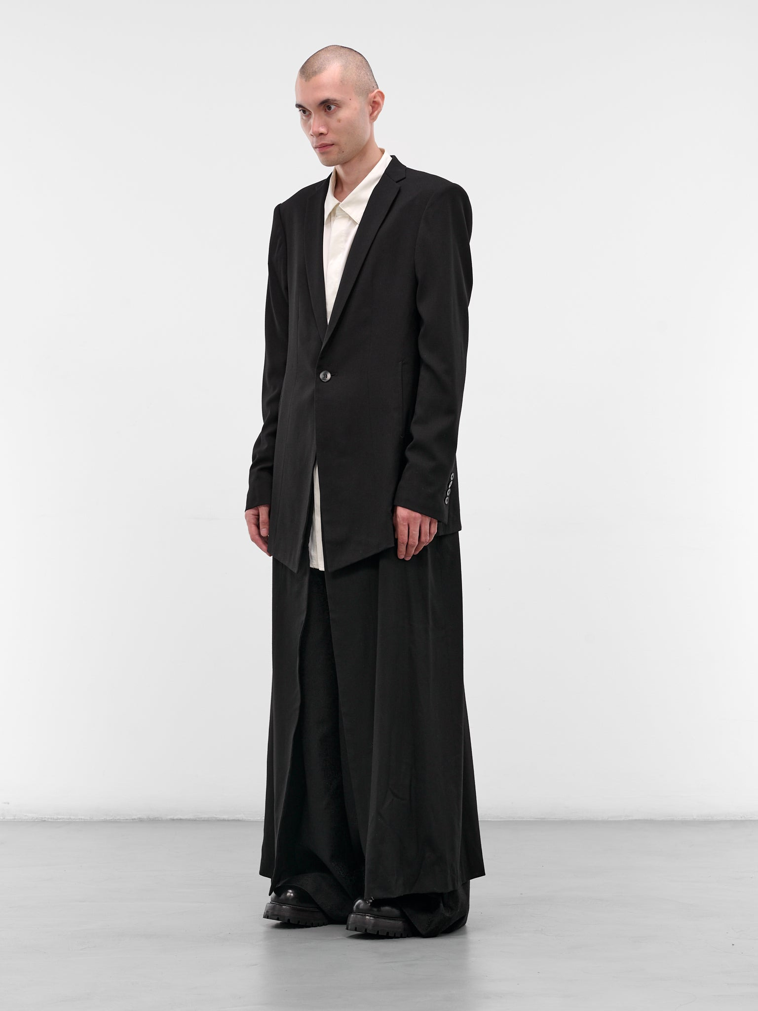 Black Tailored Wool-Viscose Blazer - 2