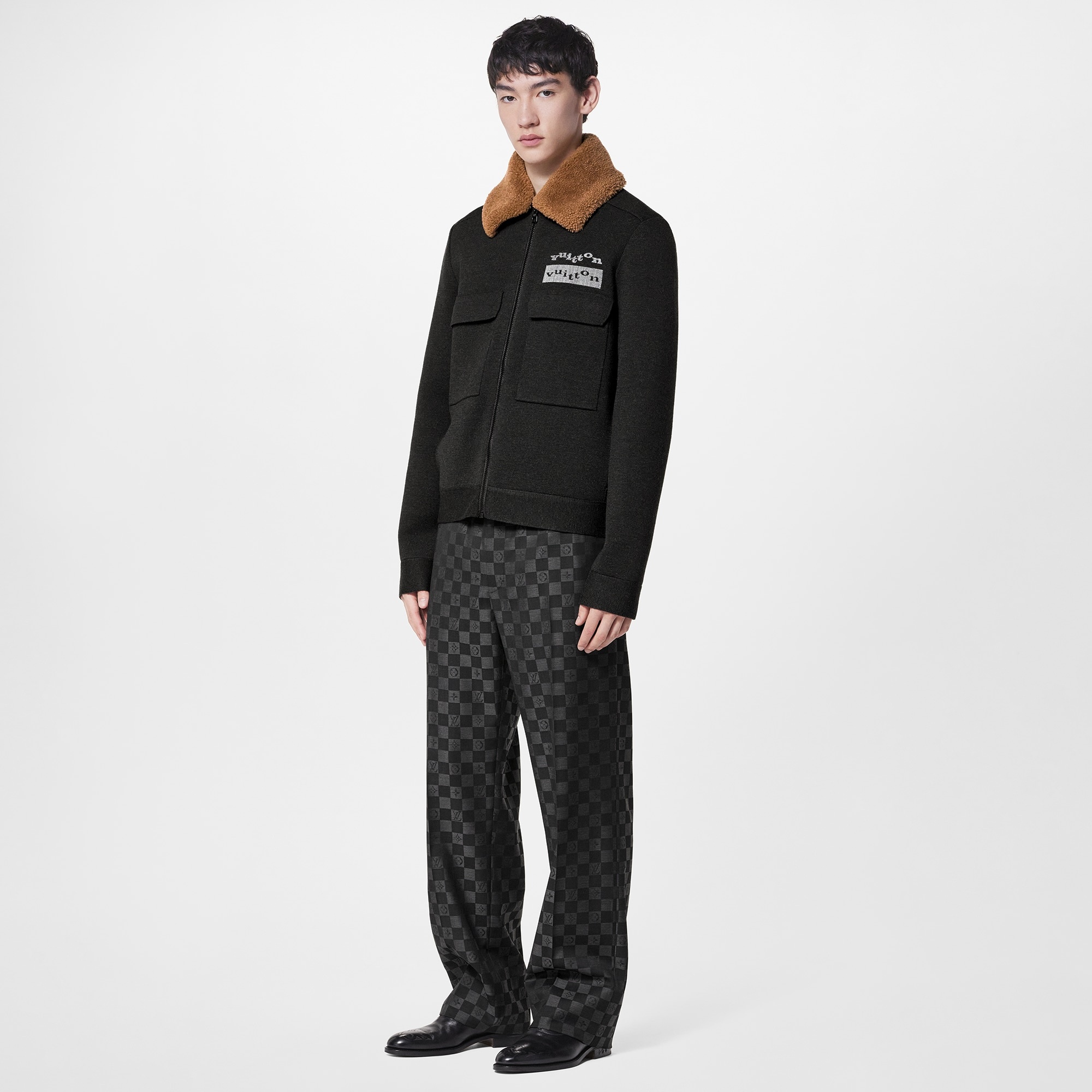 Knit Blouson With Shearling Collar - 4
