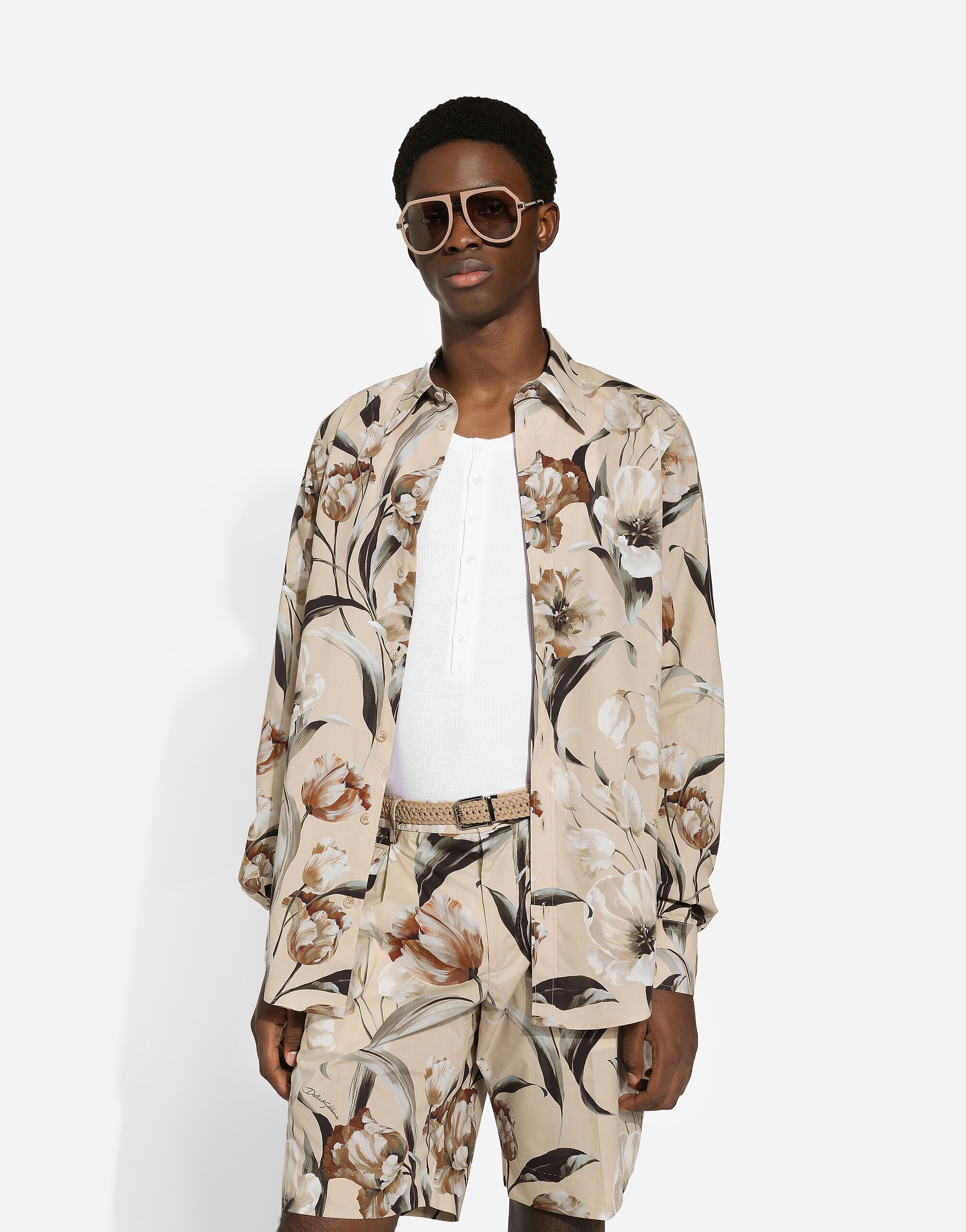 Tulip-print poplin Martina shirt - 4