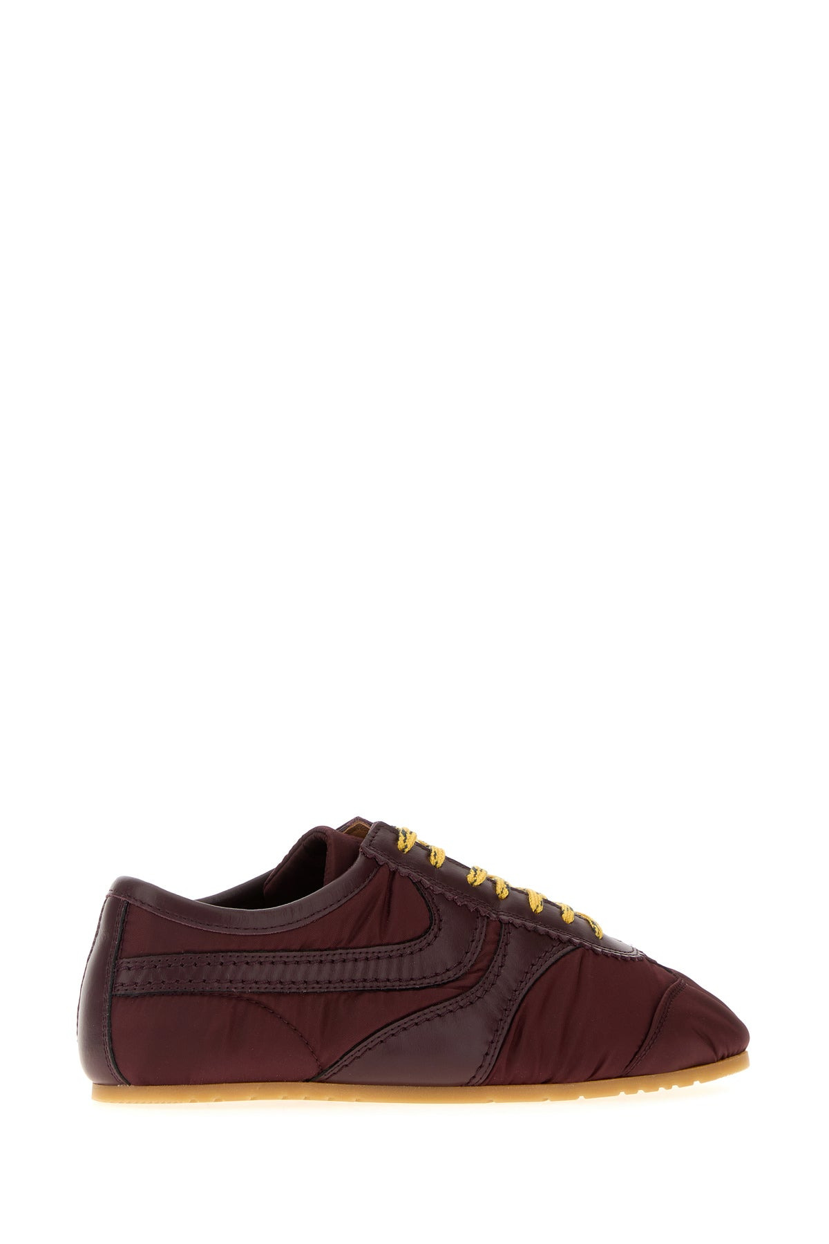 Bordeaux fabric and leather sneakers - 3