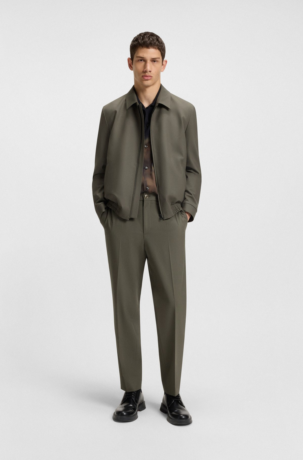 SLIM-FIT TROUSERS IN WOOL POPLIN - 3