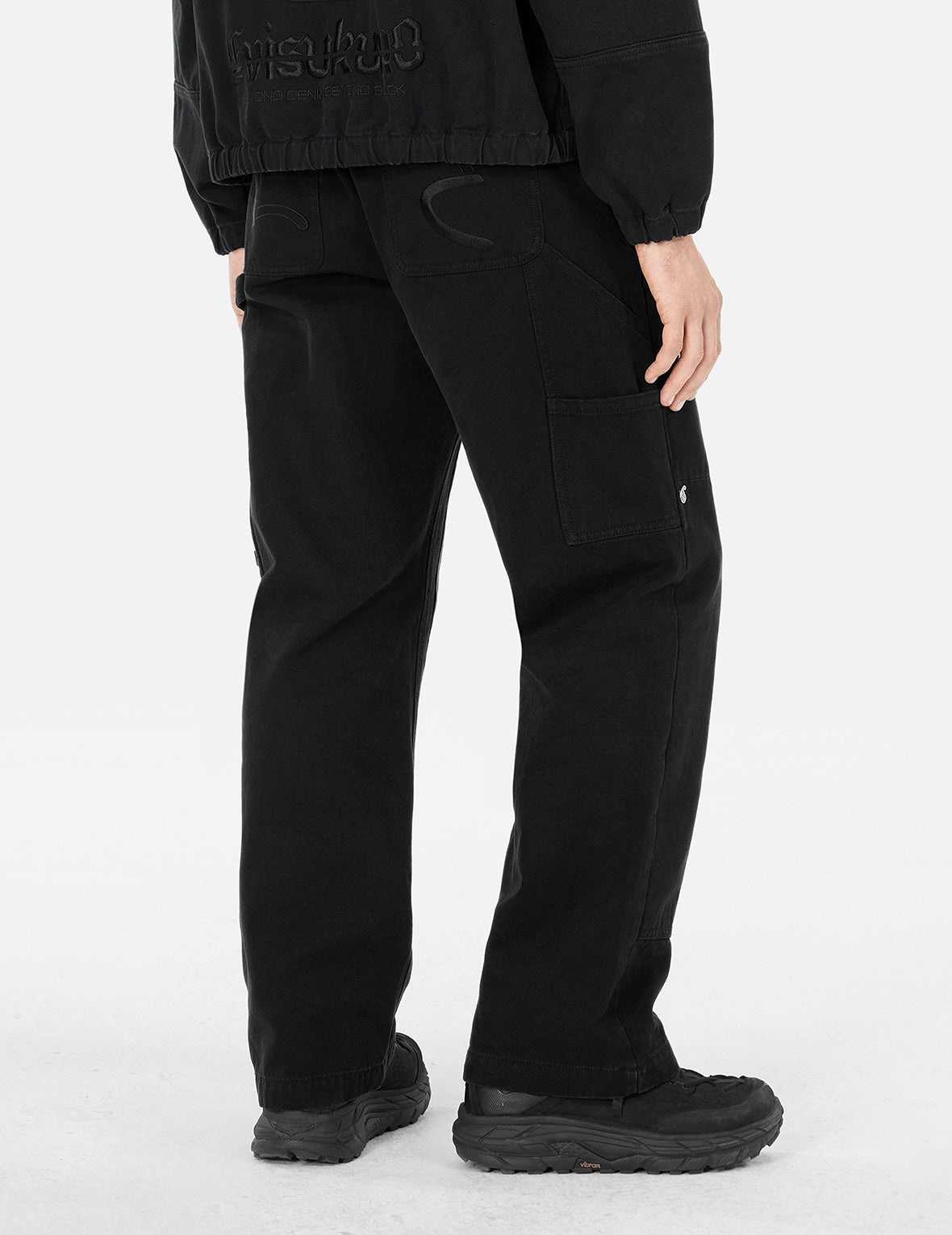 Seagull and Logo Embroidery Loose Fit Cargo Pants - 5
