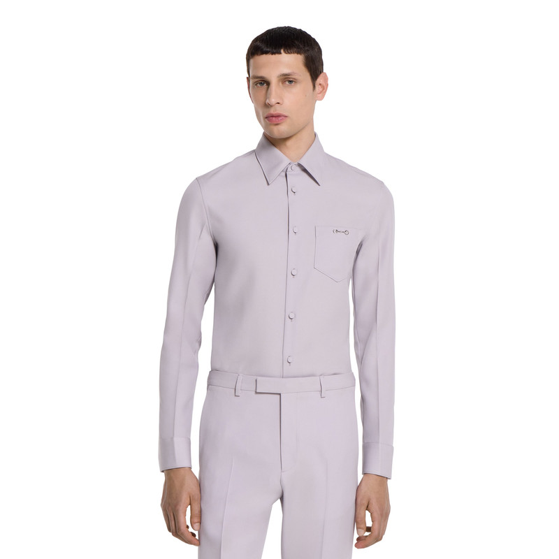 Wool gabardine shirt with Horsebit 3