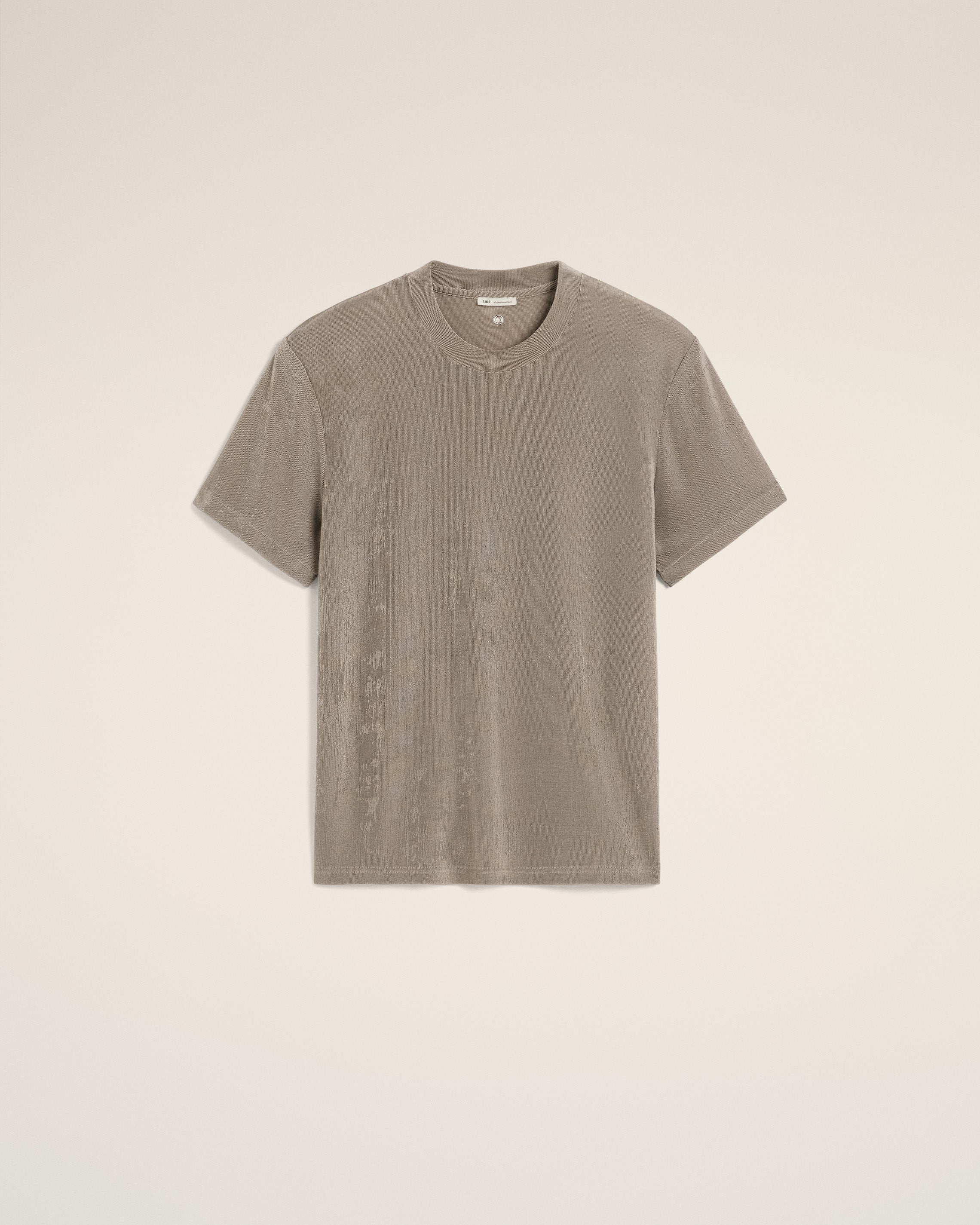 BEIGE RIB JERSEY SHORT SLEEVE T-SHIRT - 1