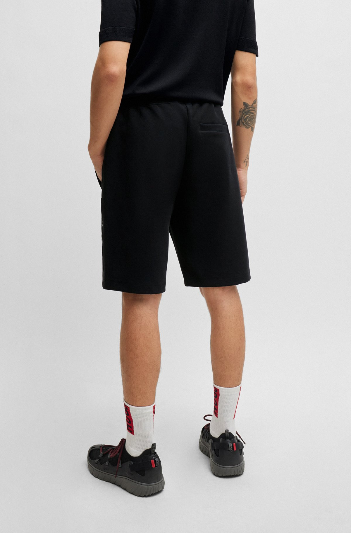 STRETCH-COTTON RELAXED-FIT SHORTS WITH STACKED LOGO - 5