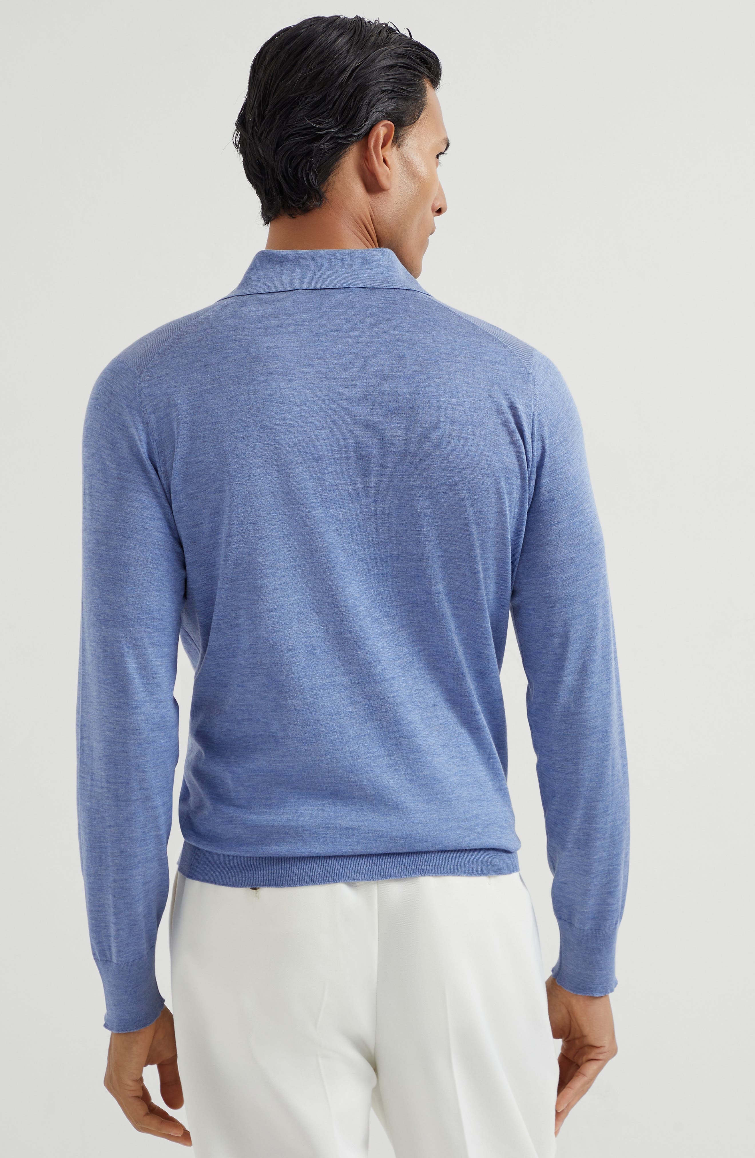 Brunello Cucinelli Lightweight knit Polo in Denim at Nordstrom - 3