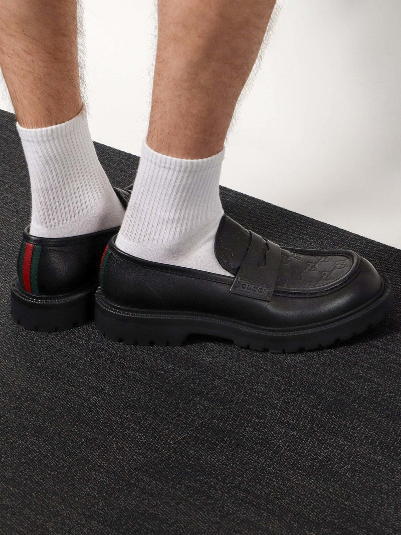 Gucci Web GG Leather Loafers - 5