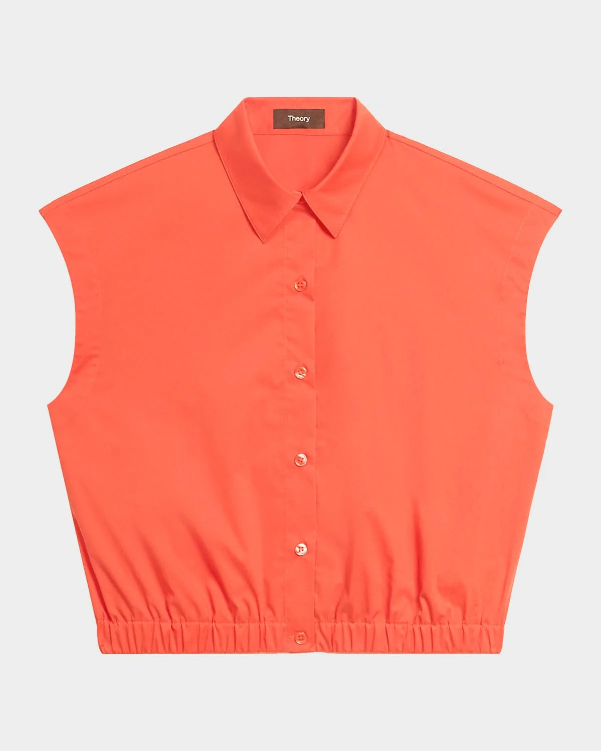 Button-Front Cap-Sleeve Shirt - 1