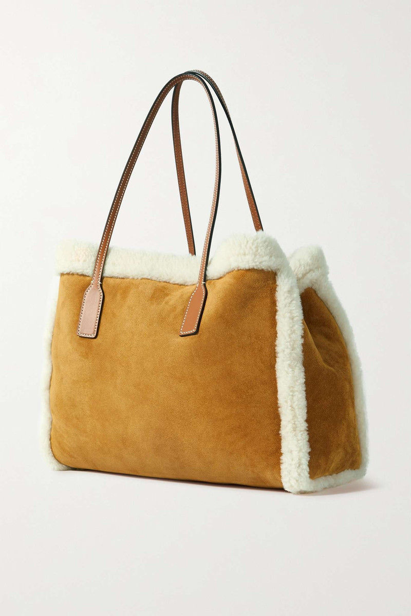 Leather-trimmed shearling tote 3