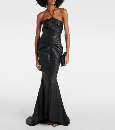 MATICEVSKI Ambergris draped leather gown outlook