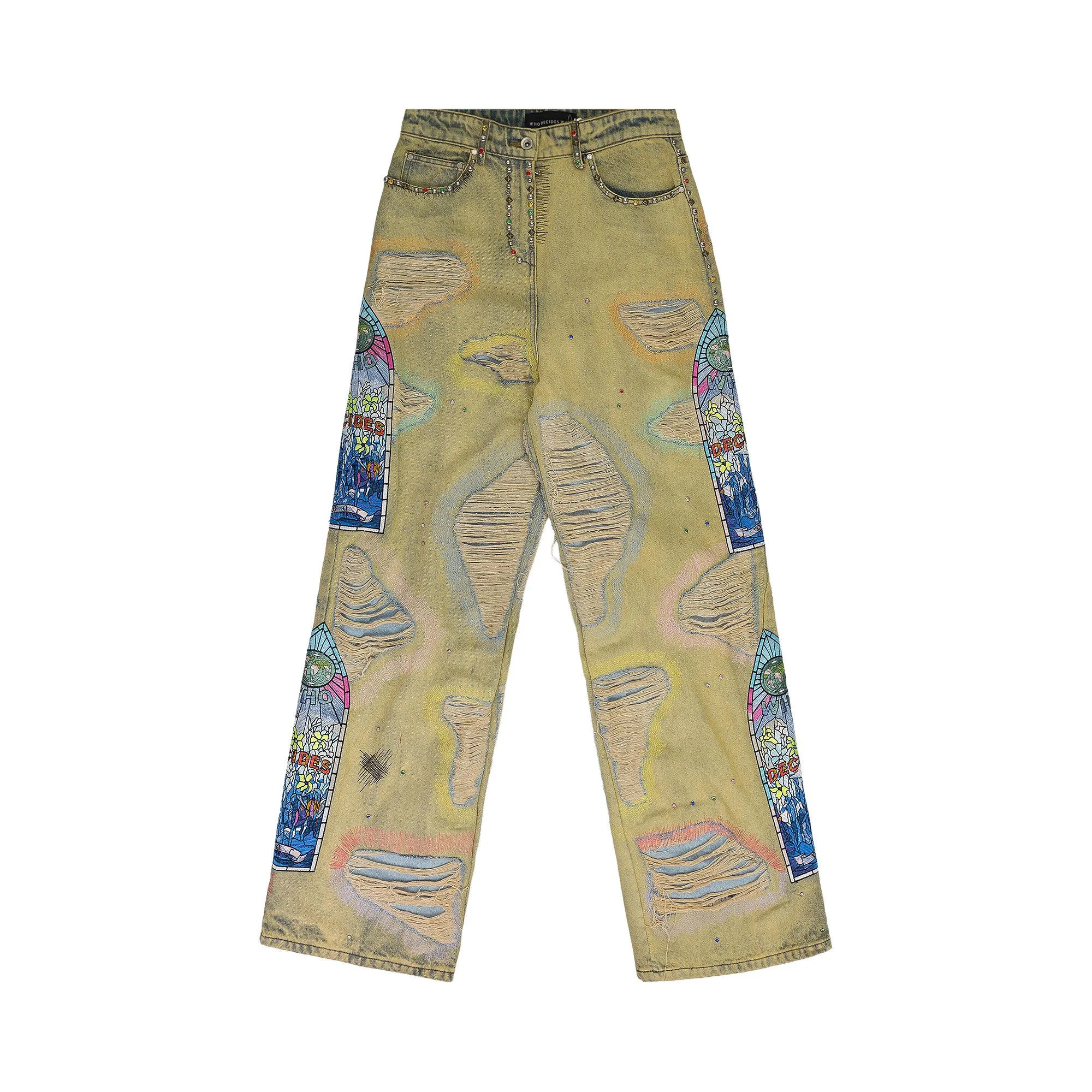 Who Decides War Embroidered Relaxed Fit Jeans 'Multicolor' - 1