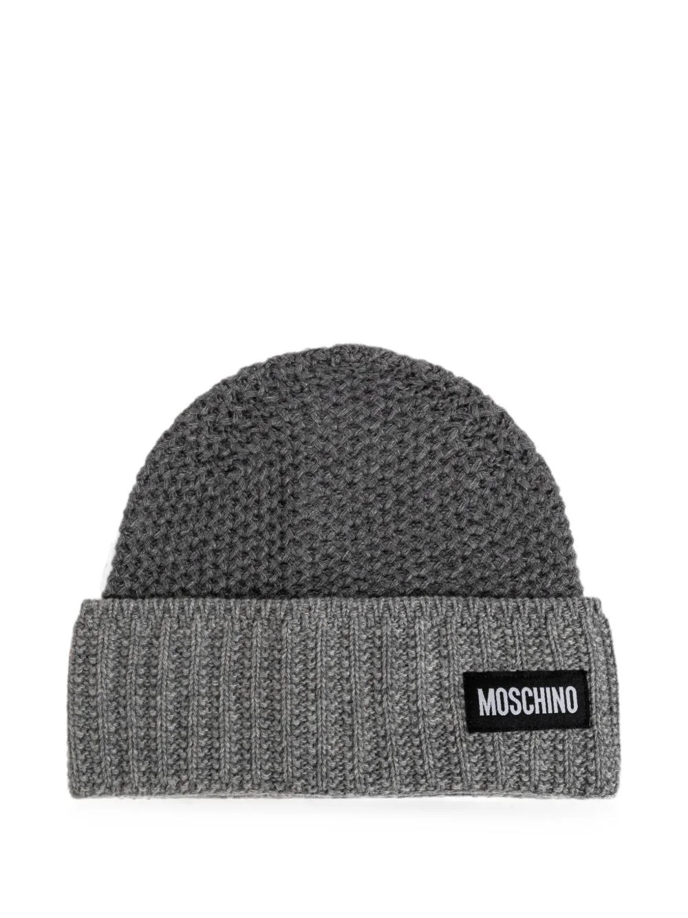 logo-patch waffle-knit beanie hat - 1