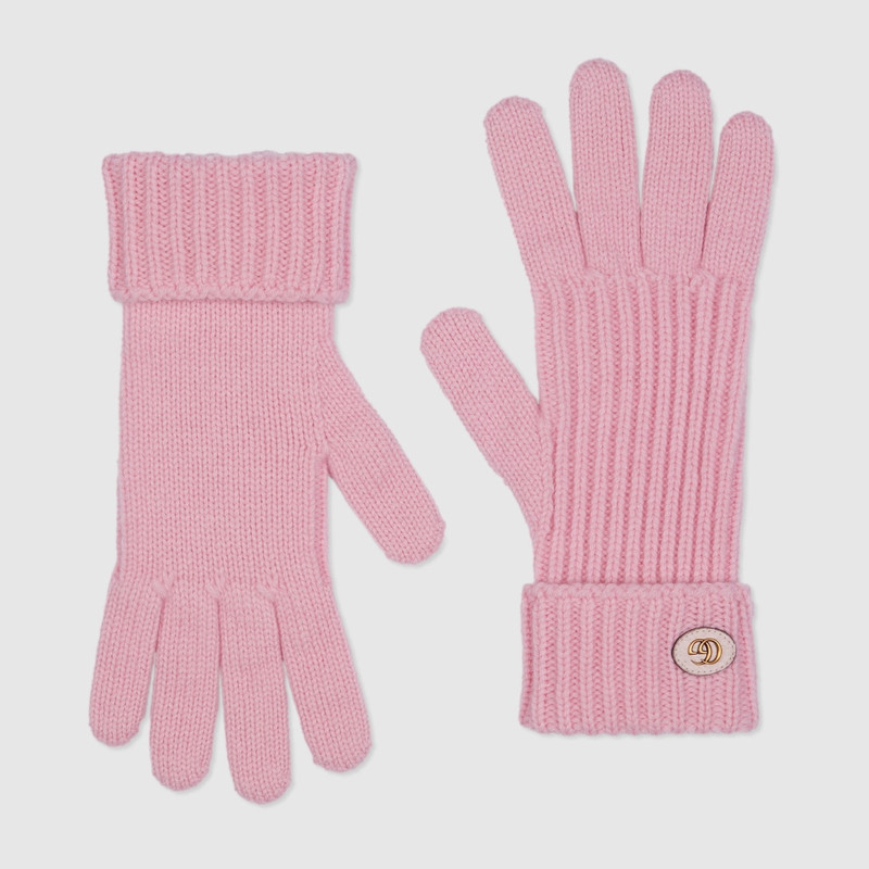 Wool cashmere gloves with Double G 1
