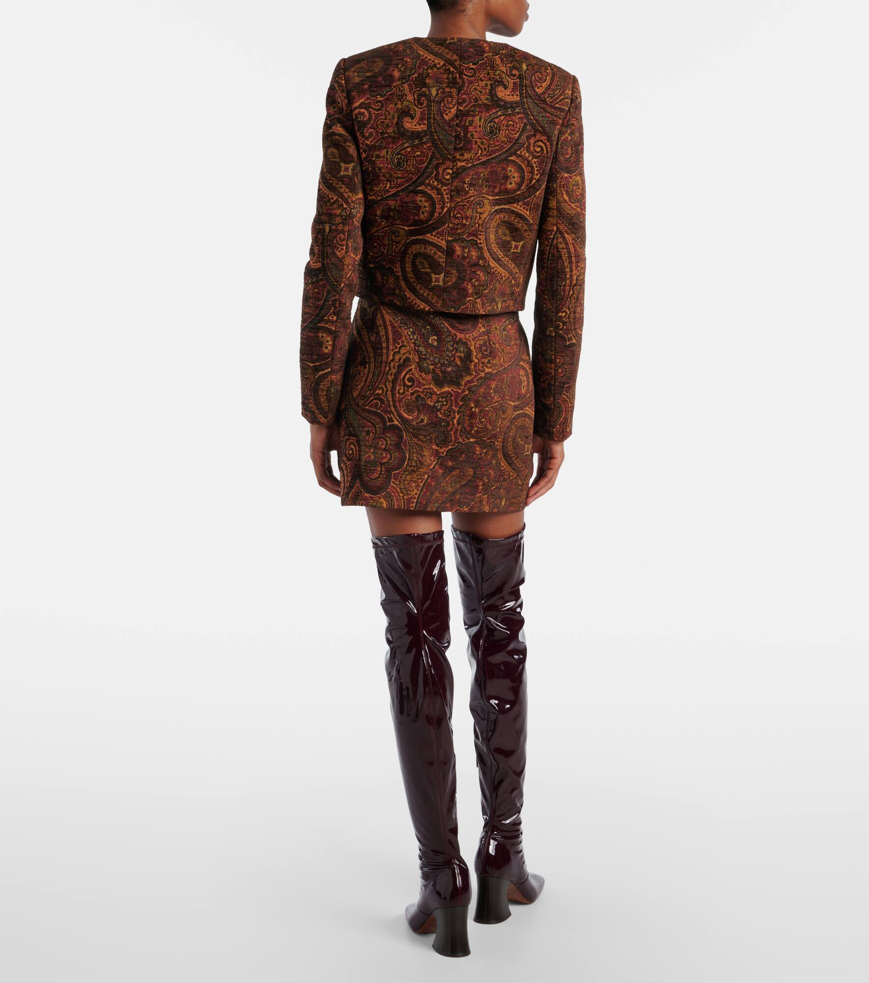 Paisley cropped jacquard jacket - 3