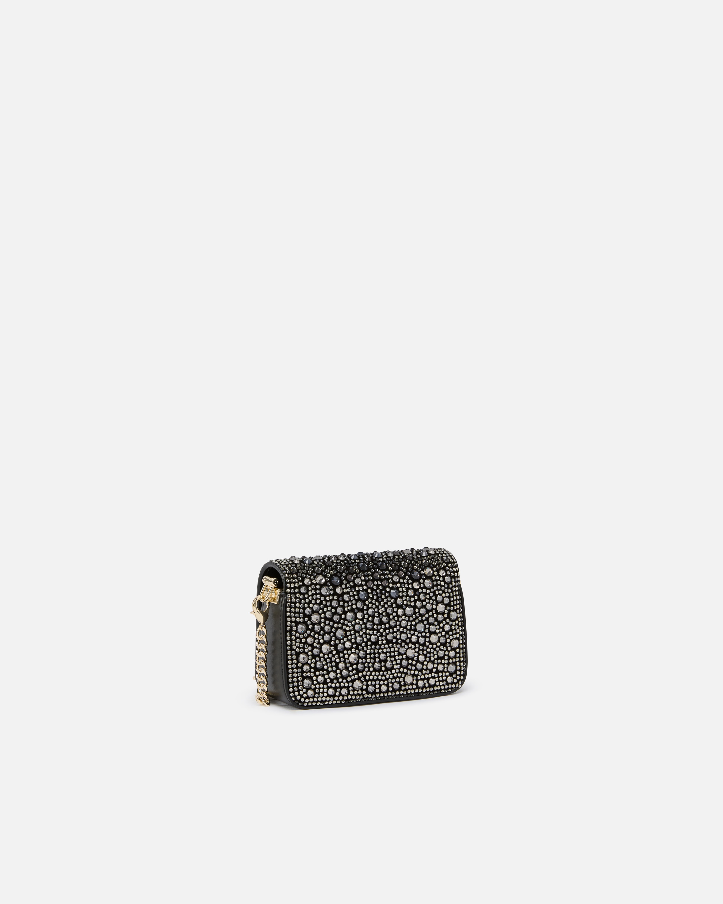 RHINESTONE-DETAILED MICRO LOVE BAG CLUTCH WITH DETACHABLE SHOULDER STRAP - 2