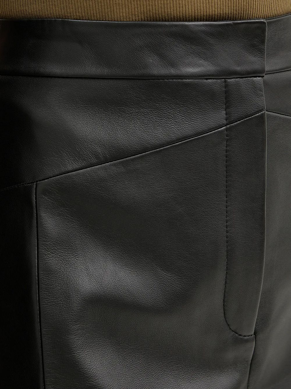 leather panelled midi straight skirt - 4