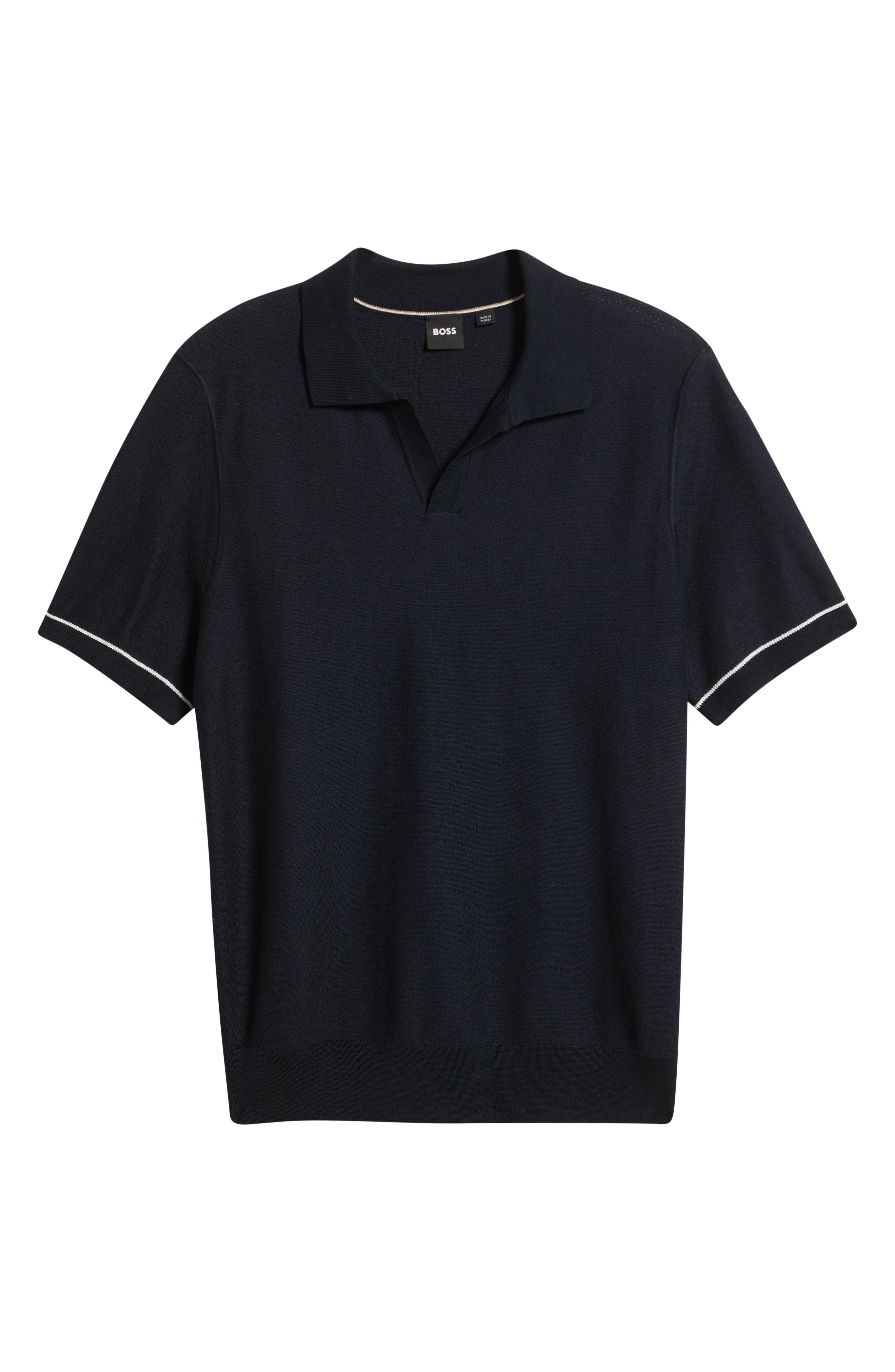 BOSS Jianluca Johnny Collar Polo in Dark Blue at Nordstrom - 5
