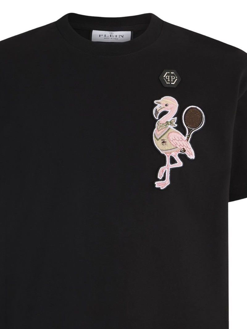 PHILIPP PLEIN flamingo-patch round-neck T-shirt outlook