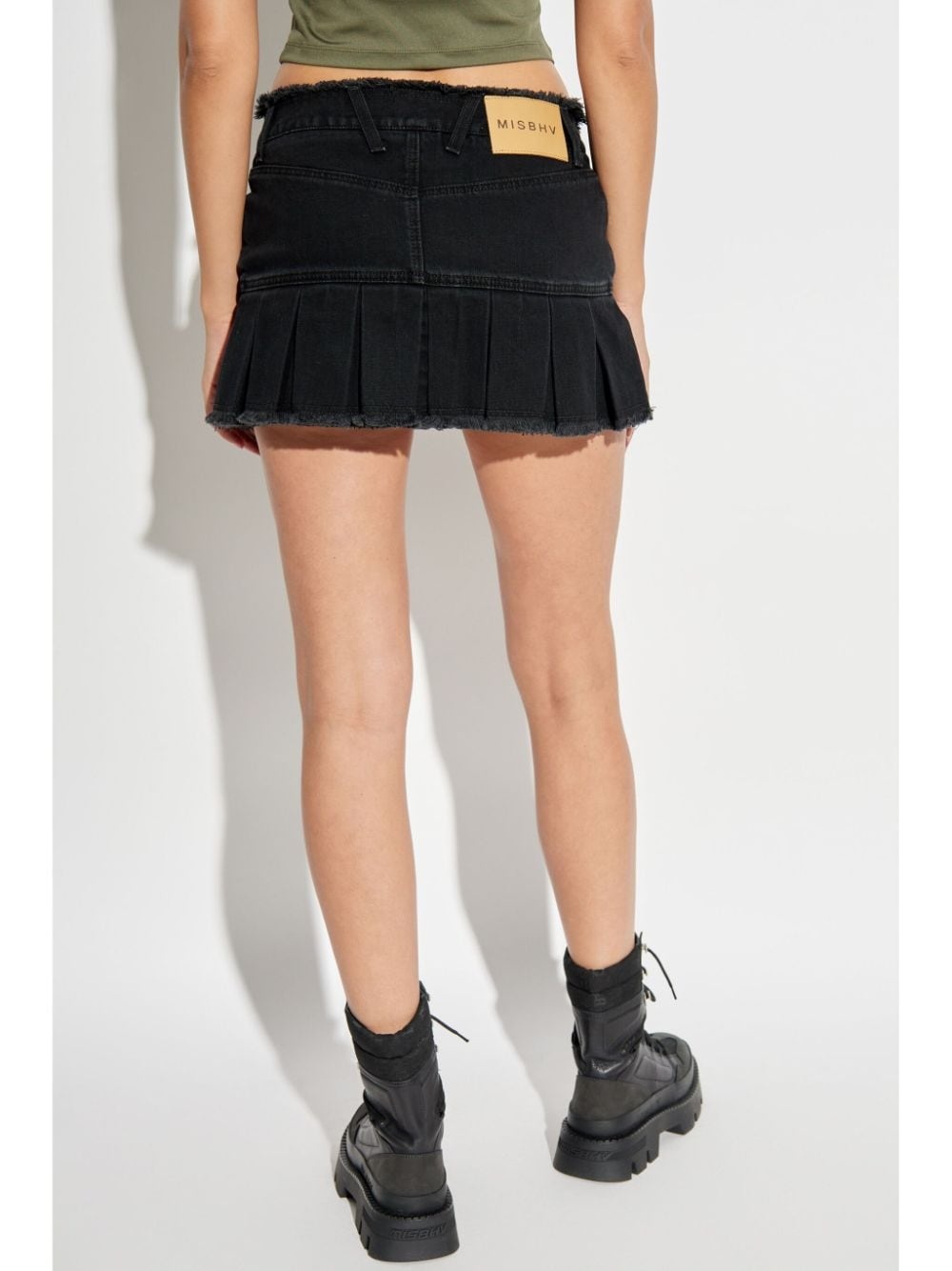 logo patch denim skirt - 4