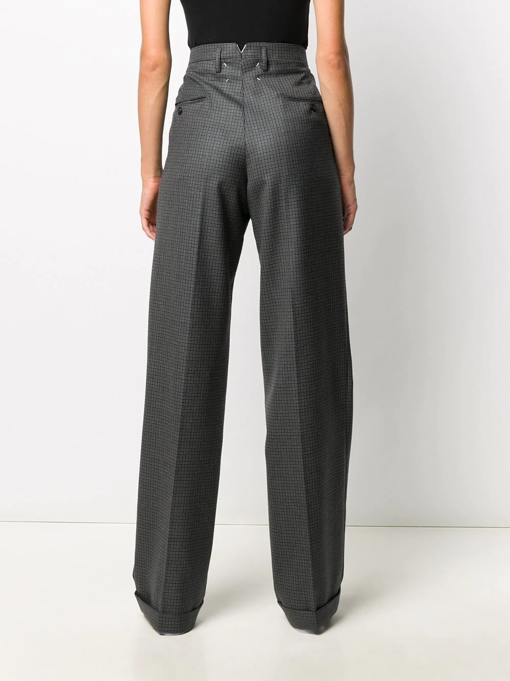 wide-legged check trousers - 4