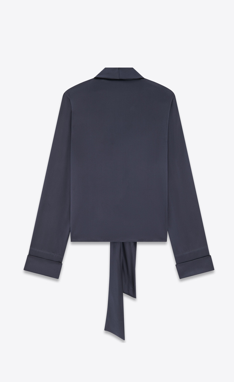 lavallière-neck shirt in silk satin 3