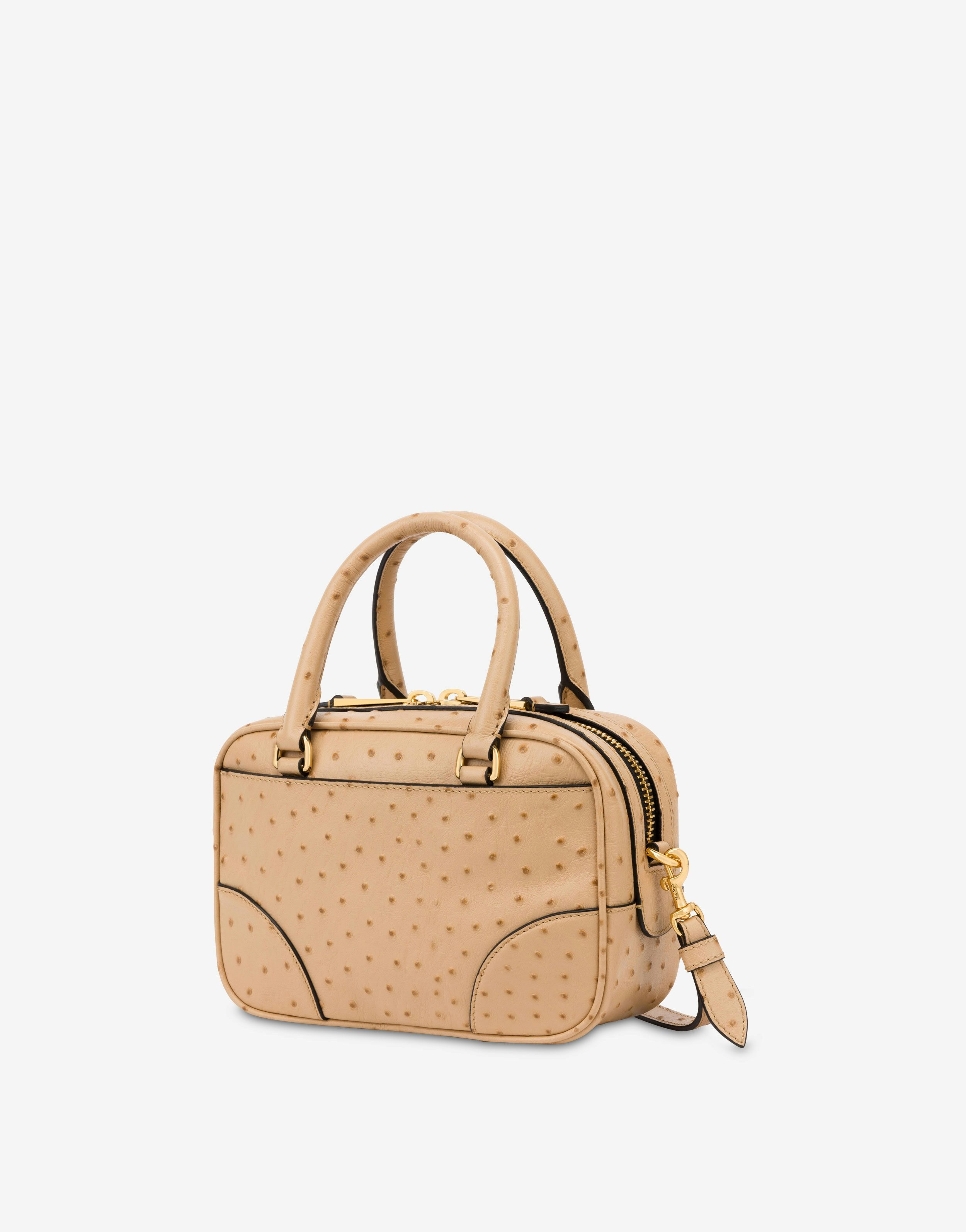 TRAVEL TAG HANDBAG WITH OSTRICH PRINT - 2