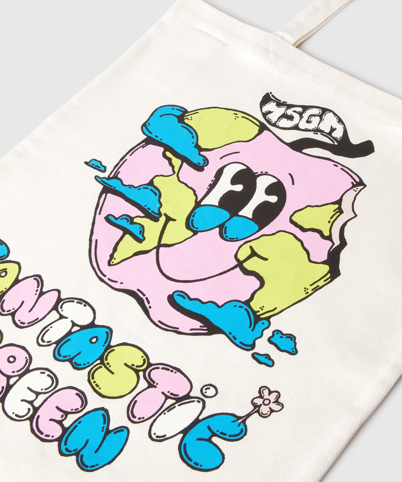 Organic cotton "Fantastic Green Burro Studio" beige tote bag 3